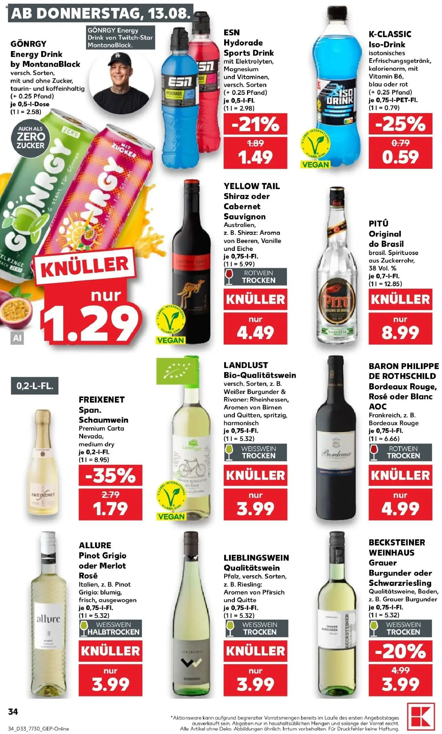 Prospekt Kaufland ab 13.08.2026 » Angebote Online zum Blättern | Seite: 34 | Produkte: Freixenet, Weißwein halbtrocken, Vanille, Pfirsich