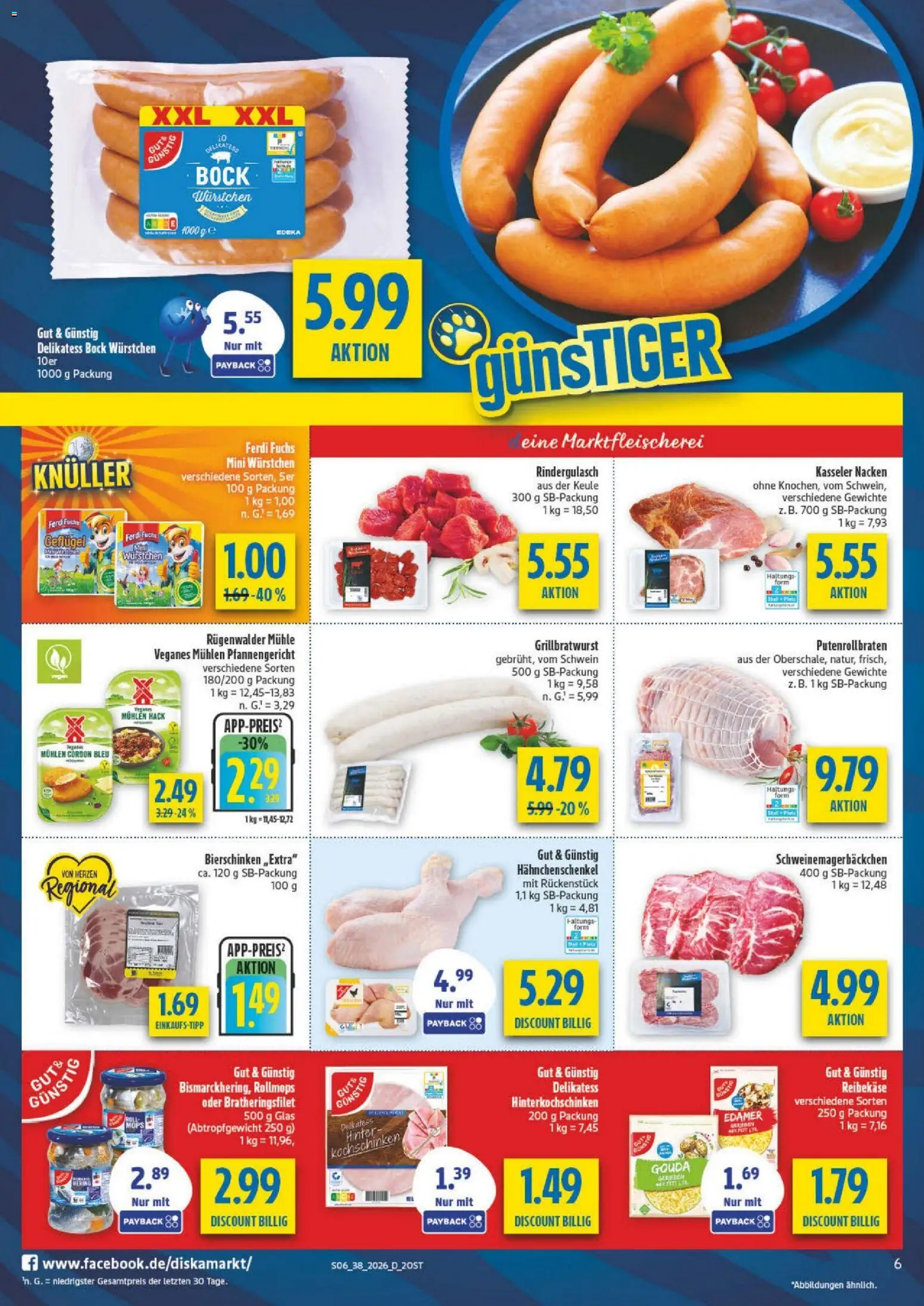 Diska - Diska Angebote Sachsen-Thüringen KW38 – gültig ab 09.09.2026 | Seite: 6 | Produkte: Rindergulasch, Hering, Gouda, Edamer