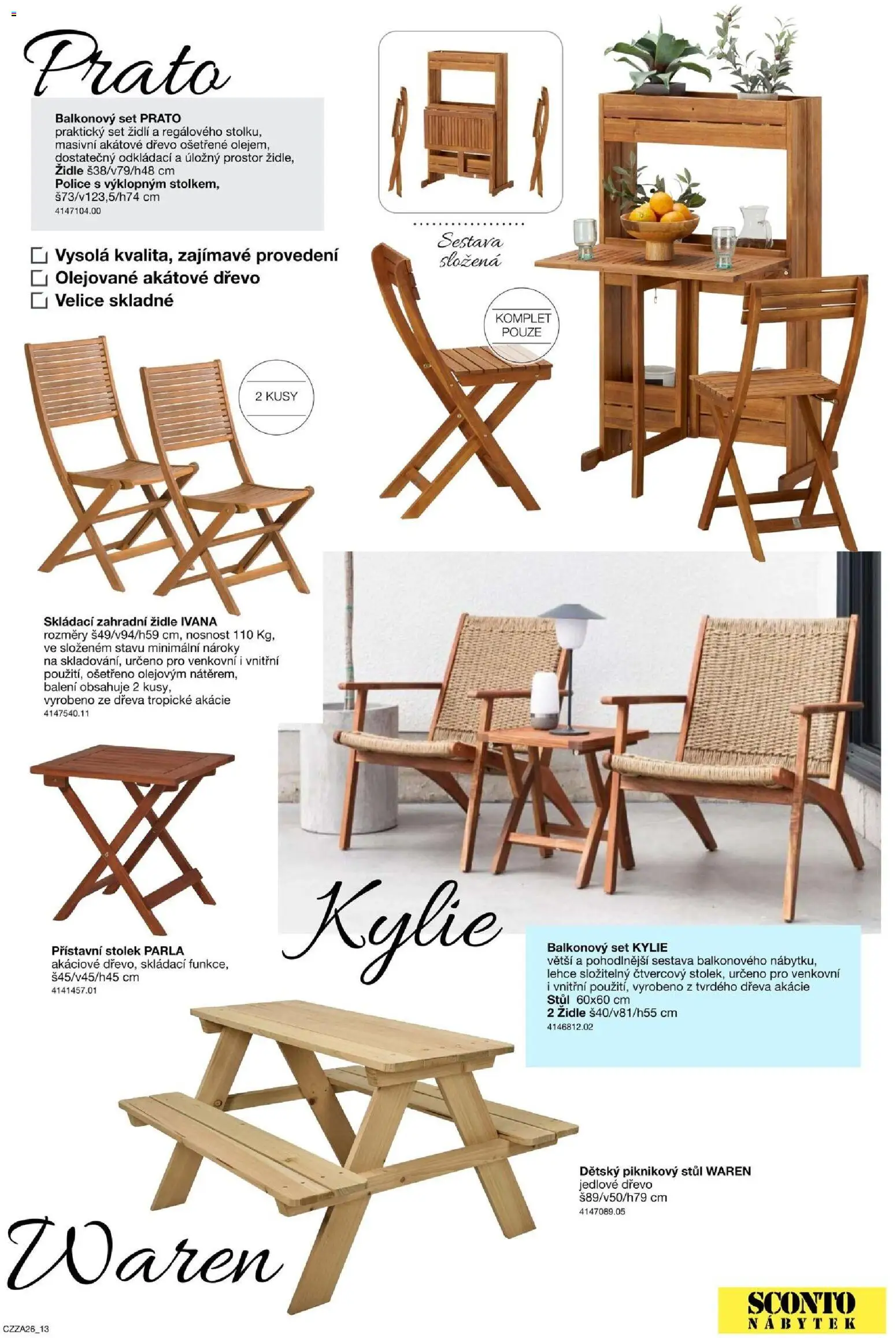 Sconto nábytek katalog - Zahradní speciál od 01.01.2026 | Strana: 13 | Produkty: Stolek, Stůl, Židle, Zahradní židle