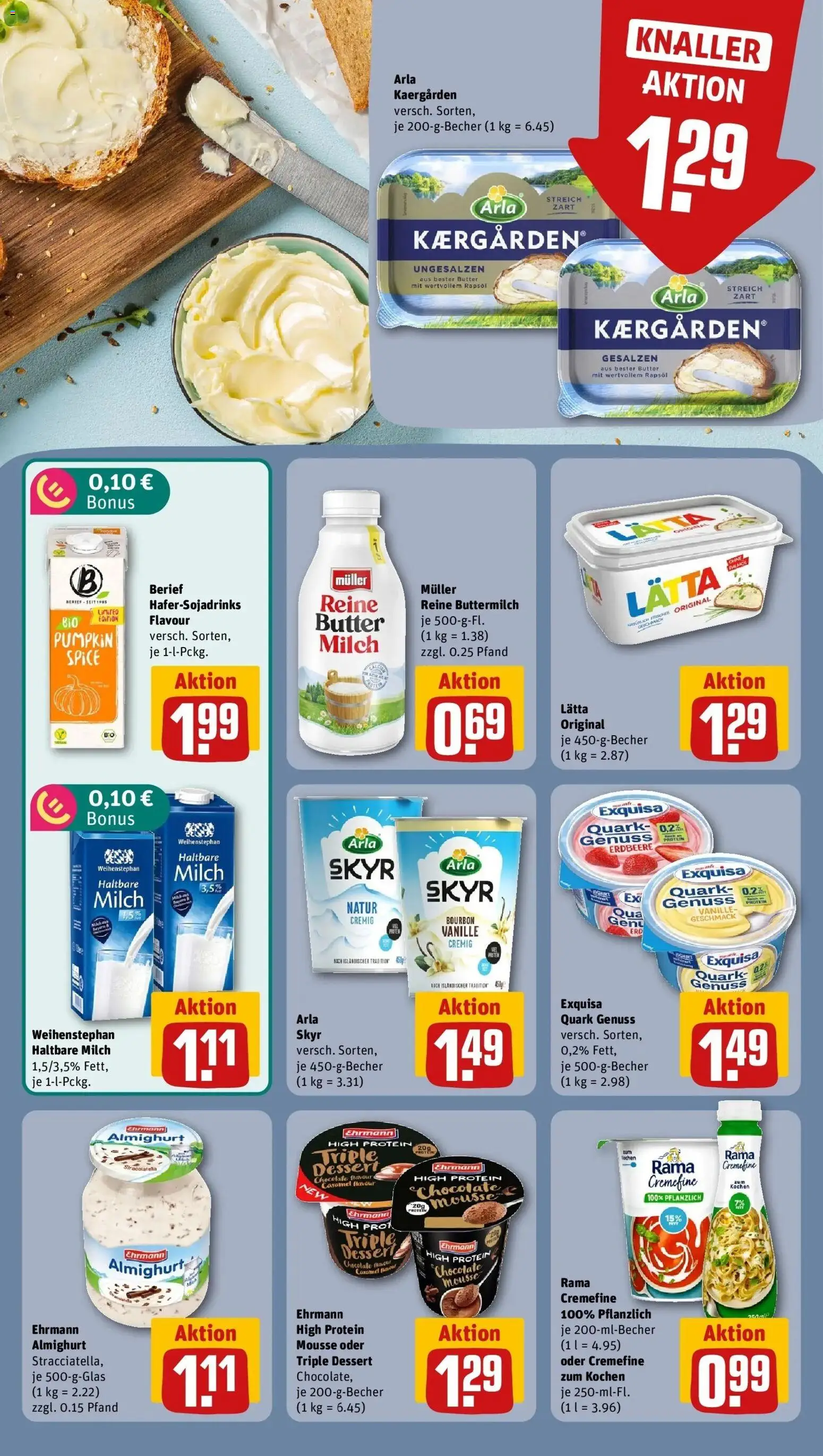REWE Prospekt ab 28.09.2026 zum Blättern » Angebote | Seite: 18 | Produkte: Ehrmann almighurt, Quark, Milch, Butter
