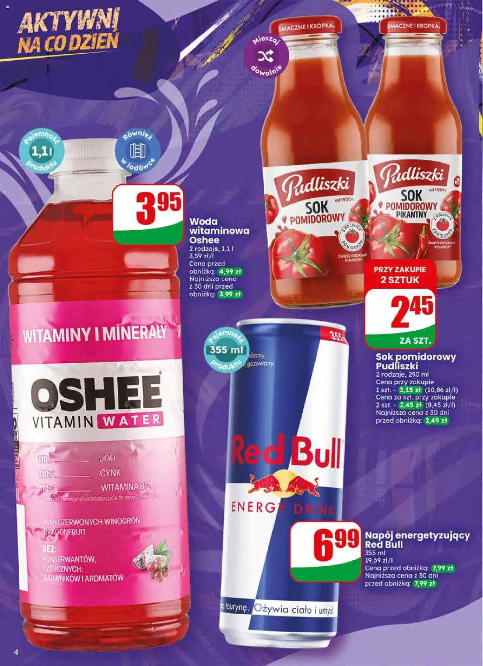 Dino gazetka od 13.05.2026 | Strona: 4 | Produkty: Red bull, Sok, Woda
