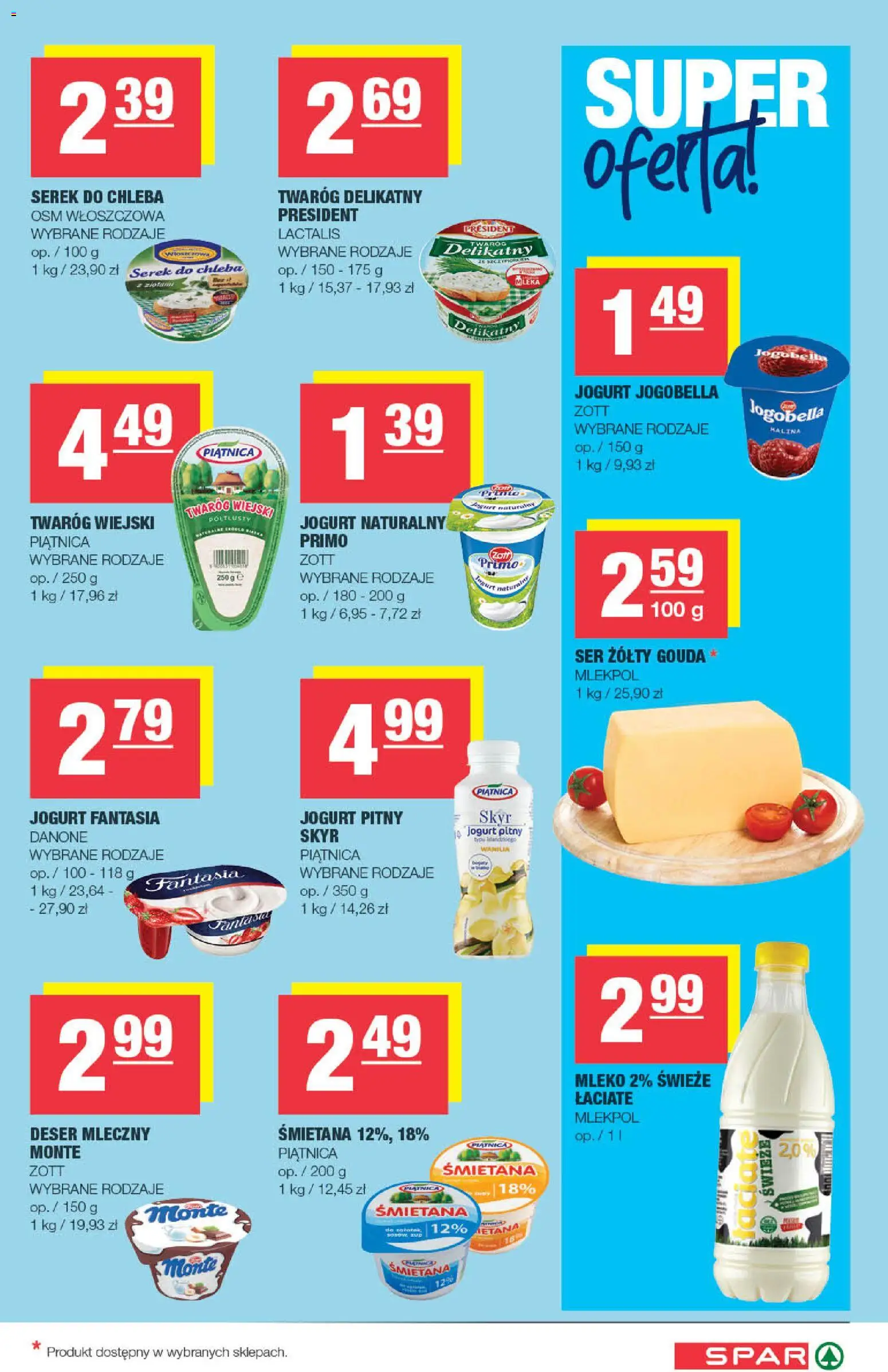 Spar gazetka od 23.09.2026 | Strona: 3 | Produkty: Ser żółty, Jogurt pitny, Jogurt naturalny, Wanilia