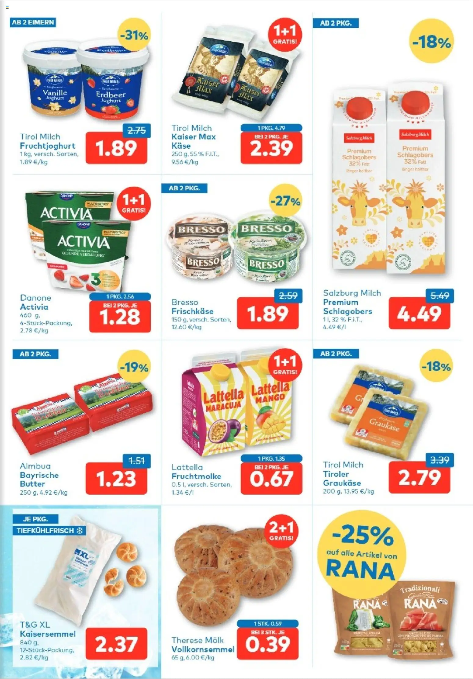T&G Tirol gültig ab 16.07.2026 | Seite: 3 | Produkte: Mango, Milch, Käse, Joghurt
