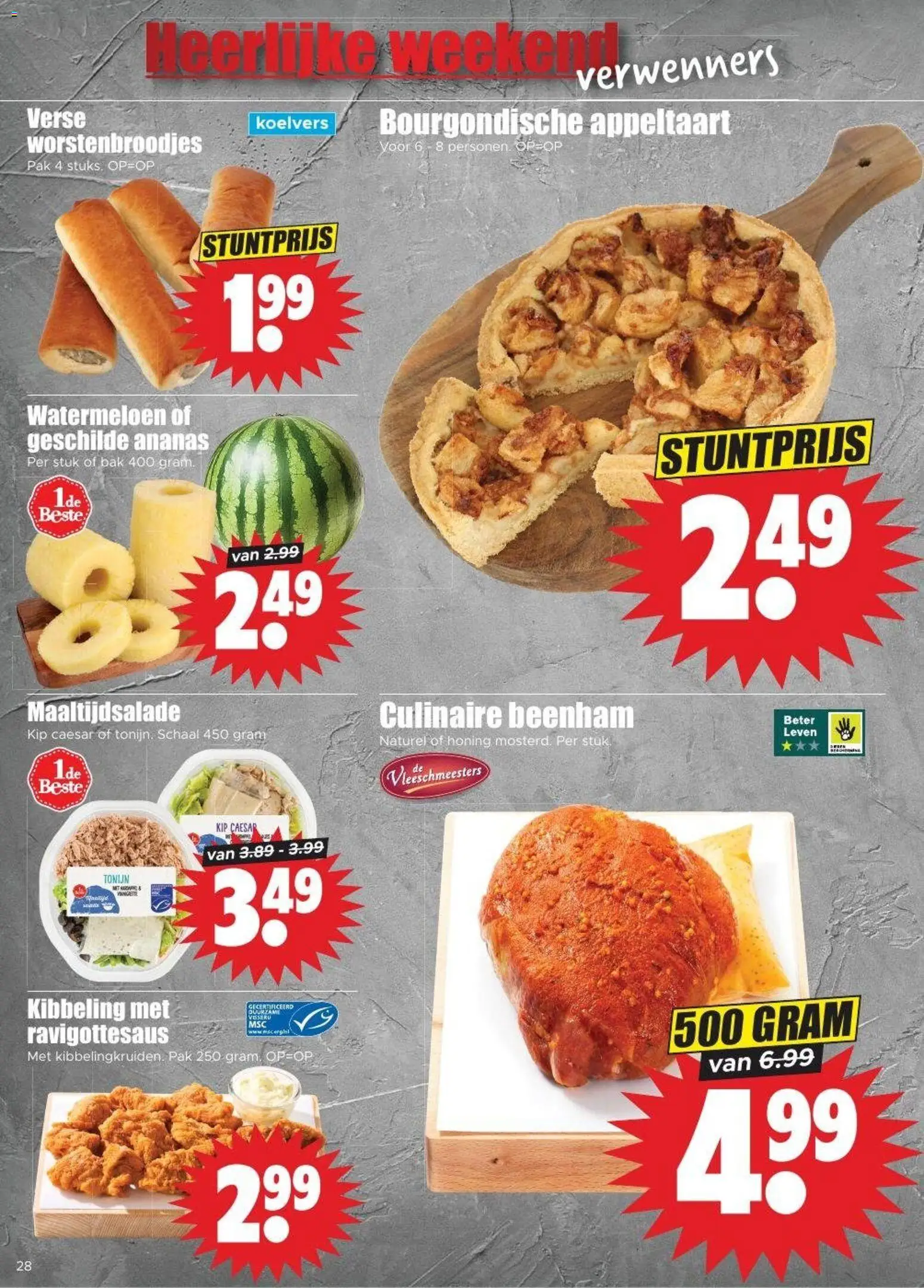 {H1} | Pagina: 28 | Producten: Schaal, Tonijn, Appeltaart, Watermeloen