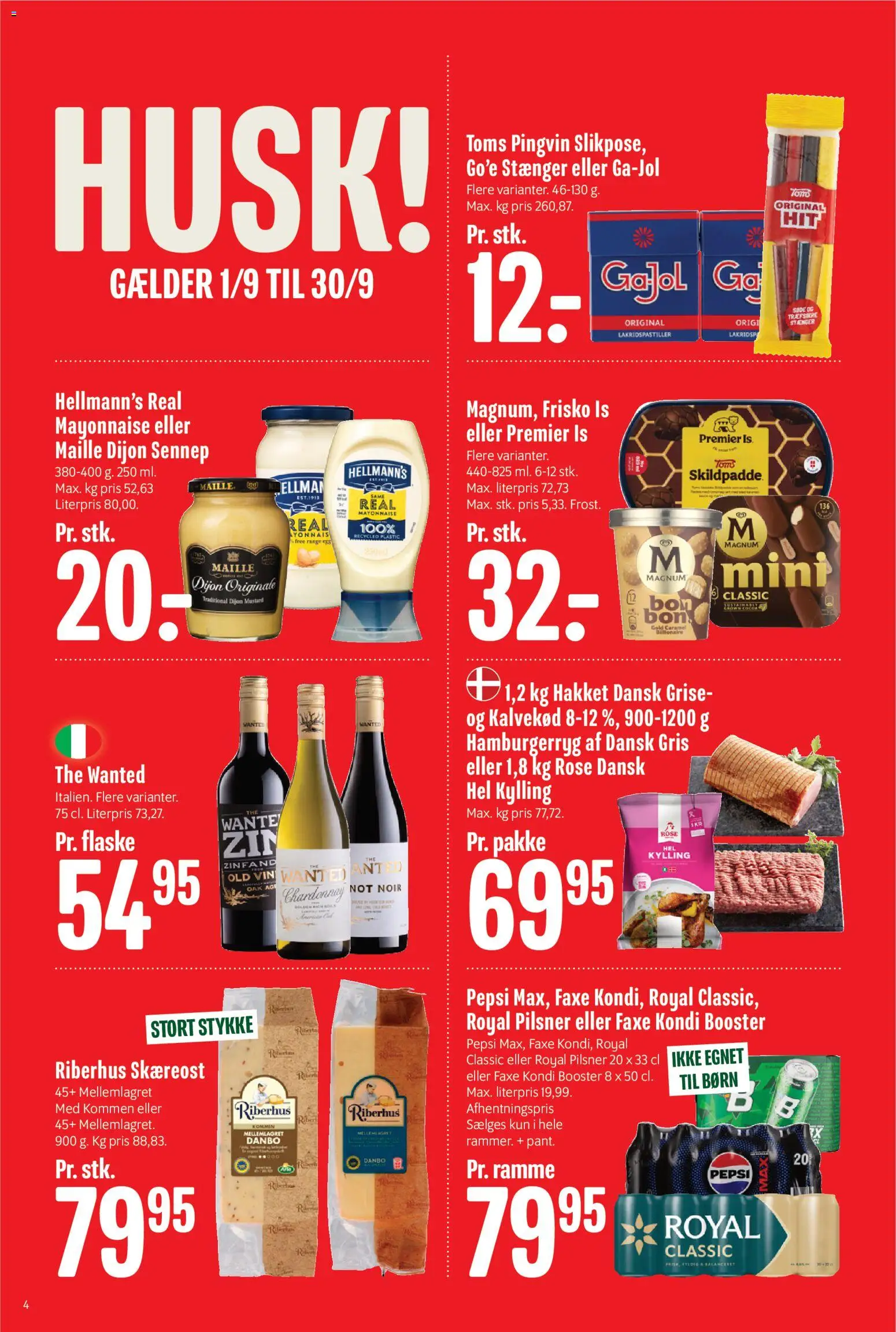 Min Købmand tilbudsavis – gyldig fra 04/09/2026 | Side: 4 | Produkter: Vin, Sennep, Faxe Kondi, Hamburgerryg