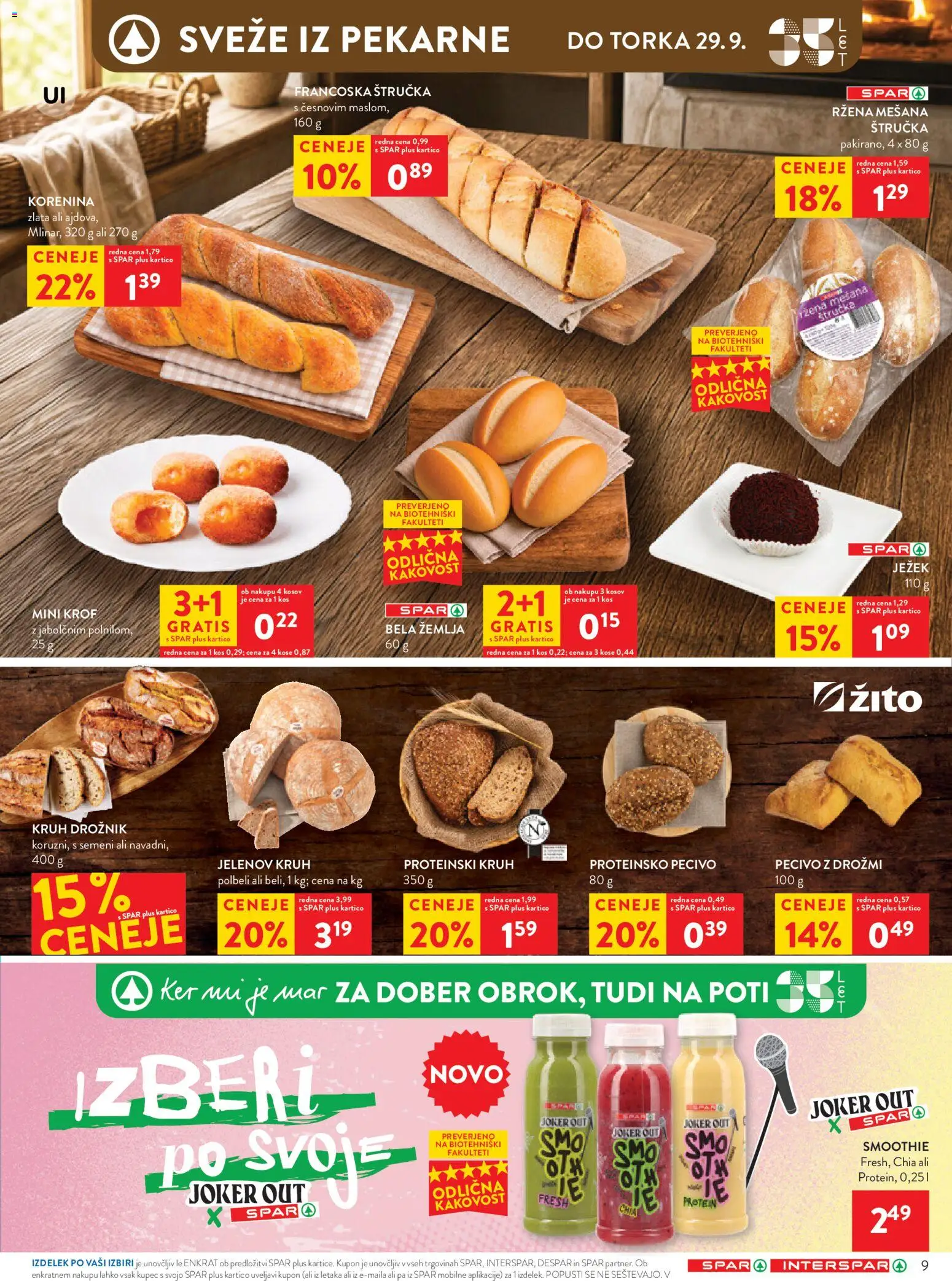 Novi Spar katalog ponudbe – veljaven od 23.09.2026 | Stran: 12 | Izdelki: Žemlja, Štručka, Krof, Kruh
