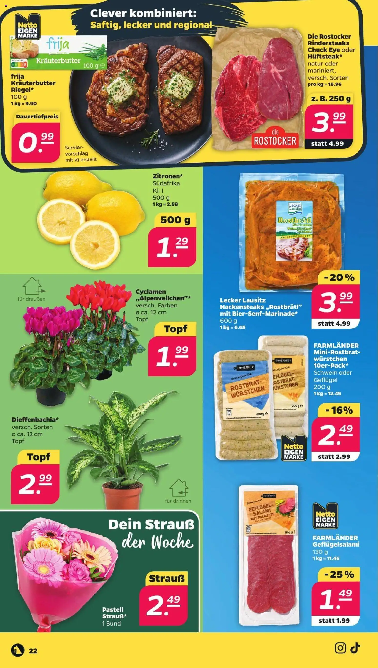 Netto Prospekt – gültig ab 17.08.2026 | Seite: 26 | Produkte: Nackensteaks, Kräuterbutter, Salami