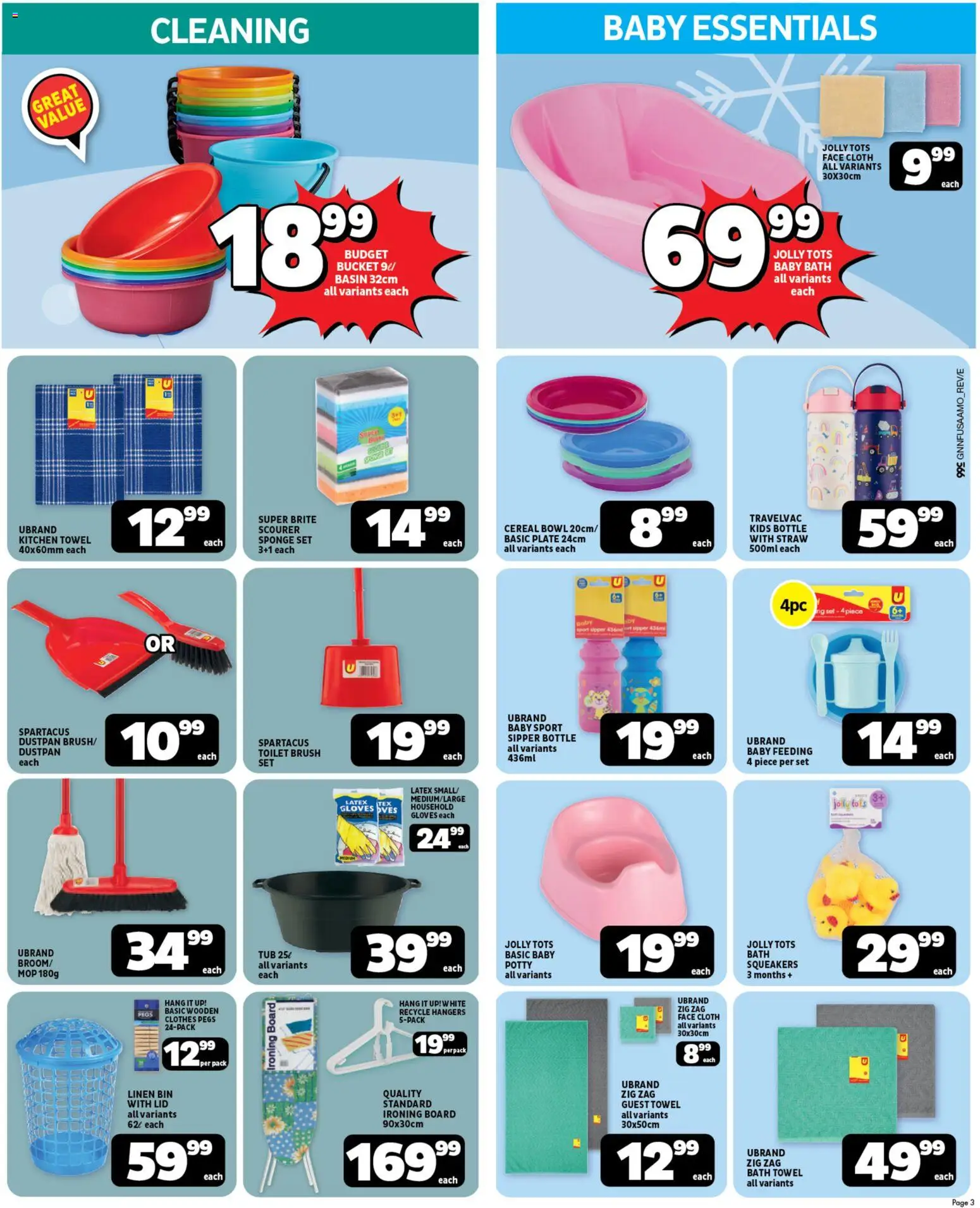 New Usave catalogue – valid from 25.05.2026 | Page: 3 | Products: Plate, Bowl, Ironing board, Basin