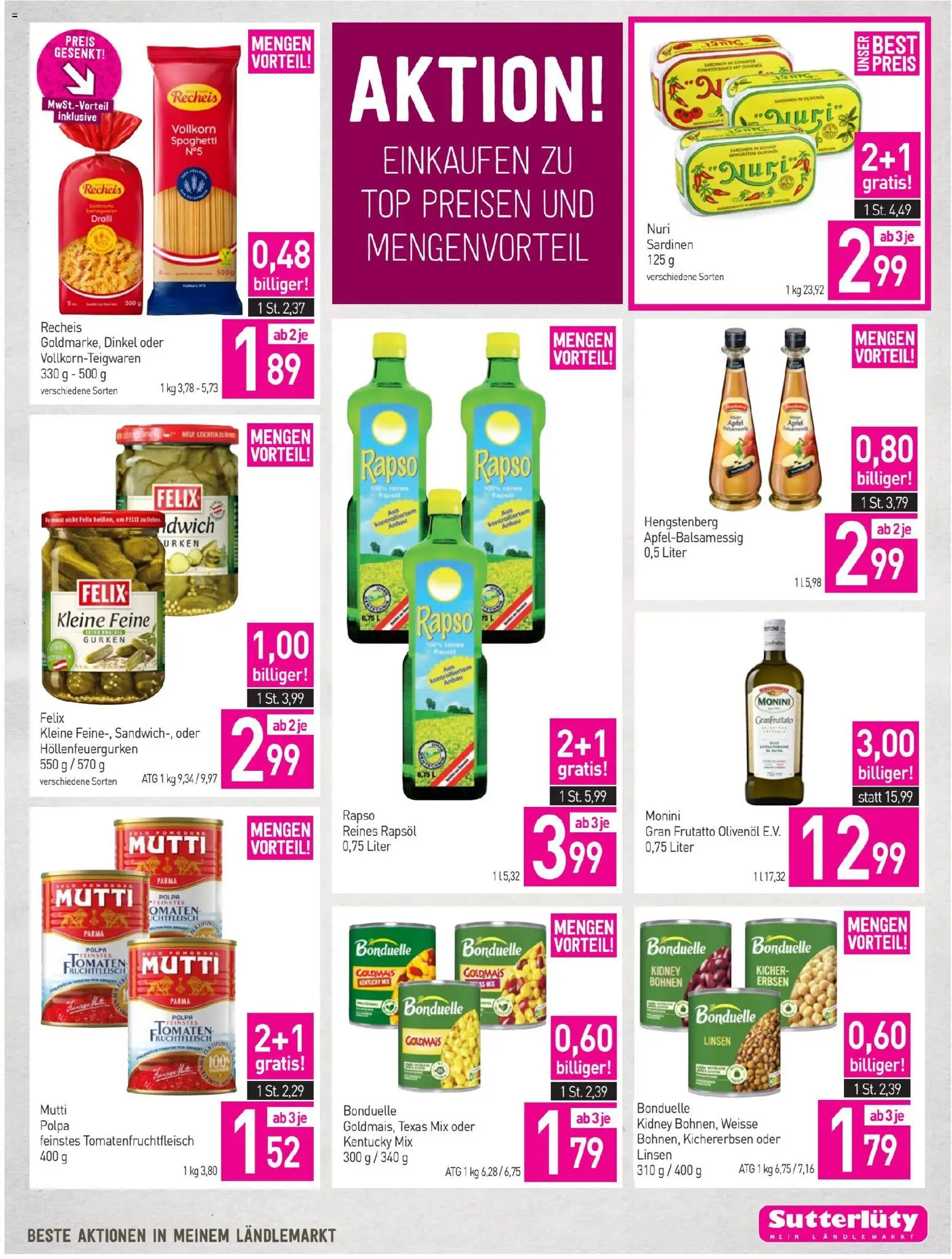 Sutterlüty Flugblatt gültig ab 02.07.2026 | Seite: 23 | Produkte: Gurken, Erbsen, Hajdina liszt, Äpfel