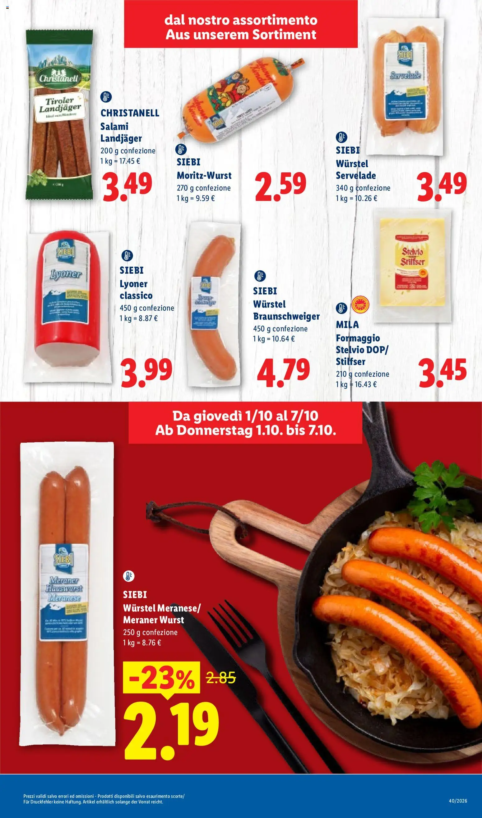 Volantino Lidl del 01/10/2026 | Pagina: 3 | Prodotti: Formaggio, Wurstel