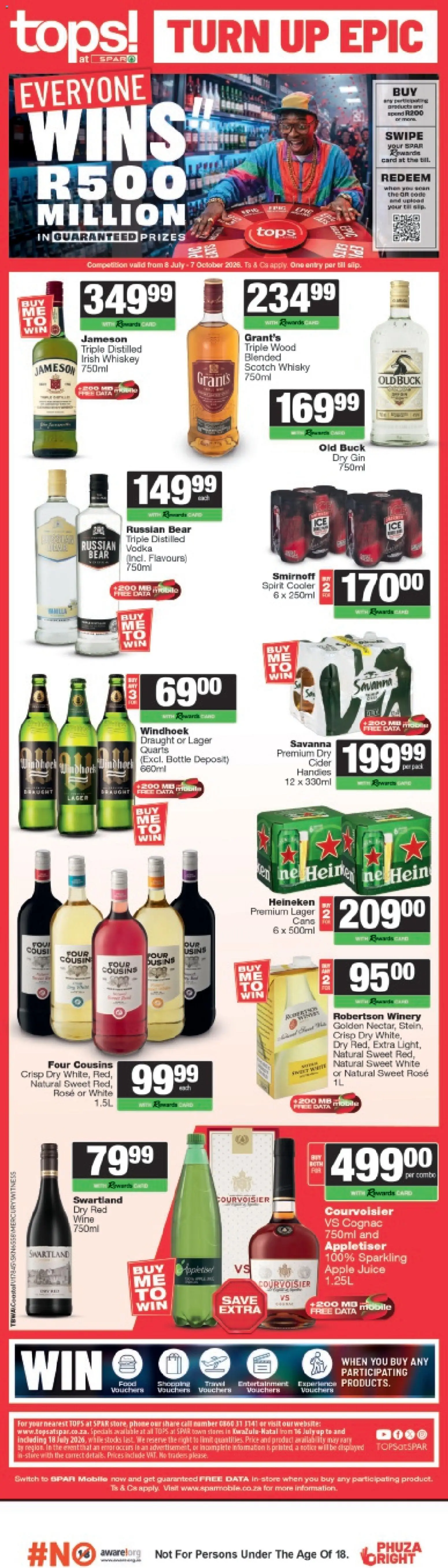 New Tops at Spar catalogue – valid from 16/07/2026 | Page: 1 | Products: Cider, Juice, Switch, Ensalada de quino