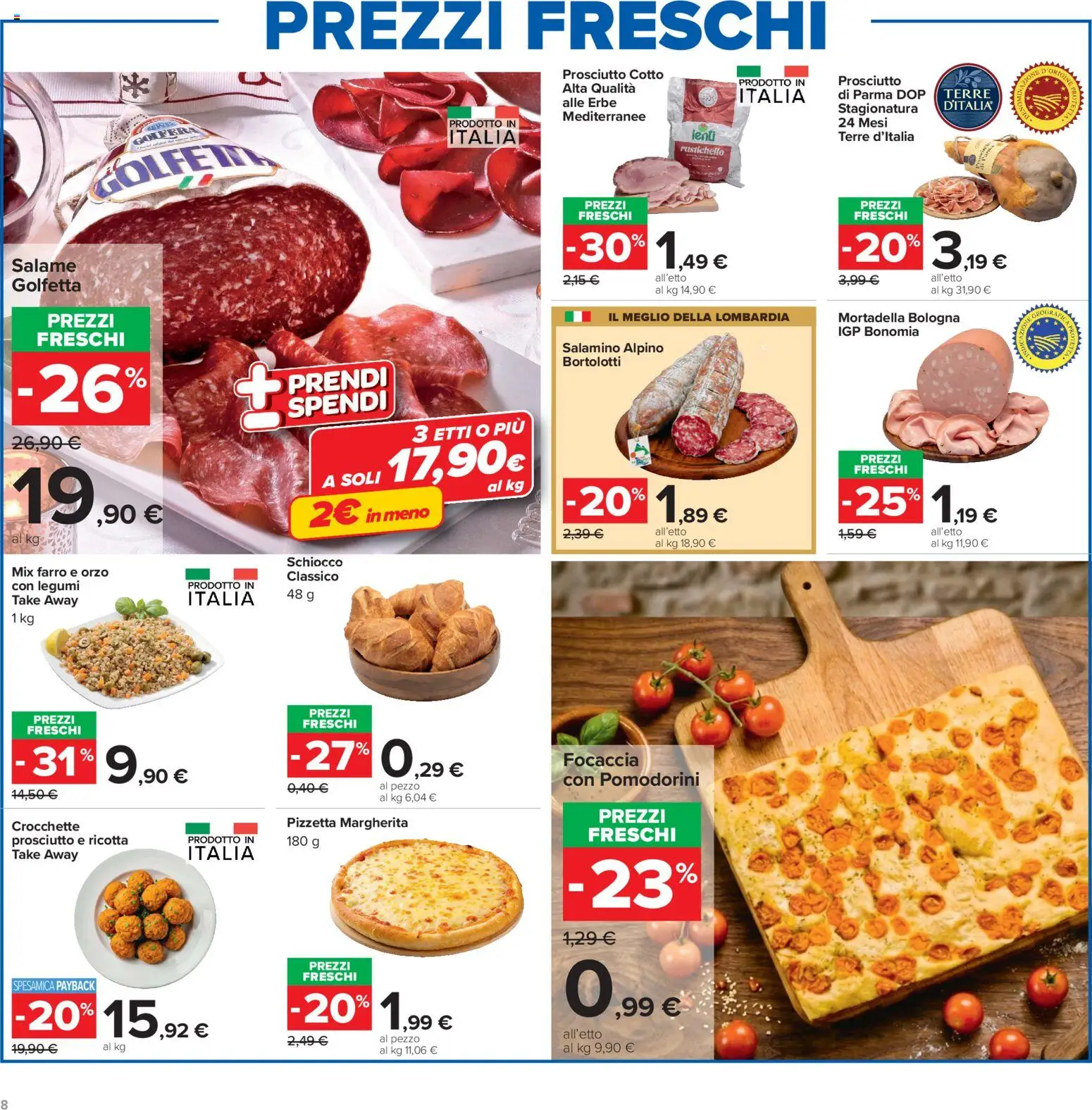 Volantino Carrefour del 20/08/2026 | Pagina: 8 | Prodotti: Pomodorini, Legumi, Crocchette, Farro