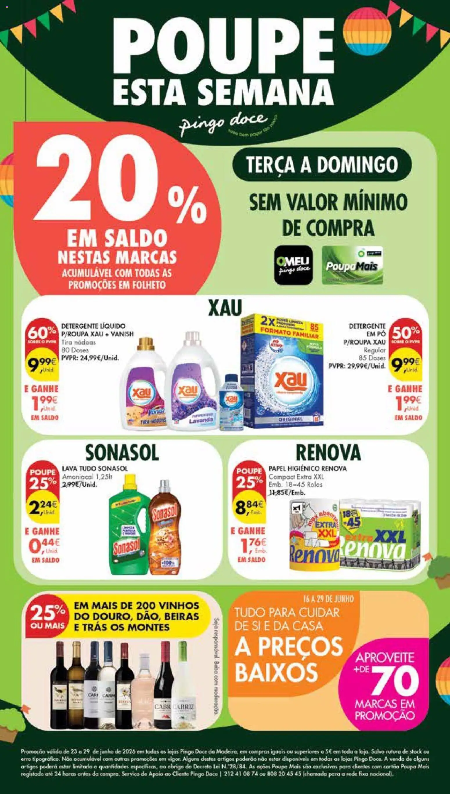 Pingo Doce Poupe Esta Semana Madeira │ válido de 23/06/2026 | Página: 28 | Produtos: Papel higiénico, Pó, Detergente
