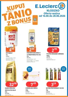 Pogląd oferty "E.Leclerc gazetka - Kłodzko" - ważna od 16.06.2026 | Strona: 7 | Produkty: Płatki owsiane, Kawa, Ryż, Makaron