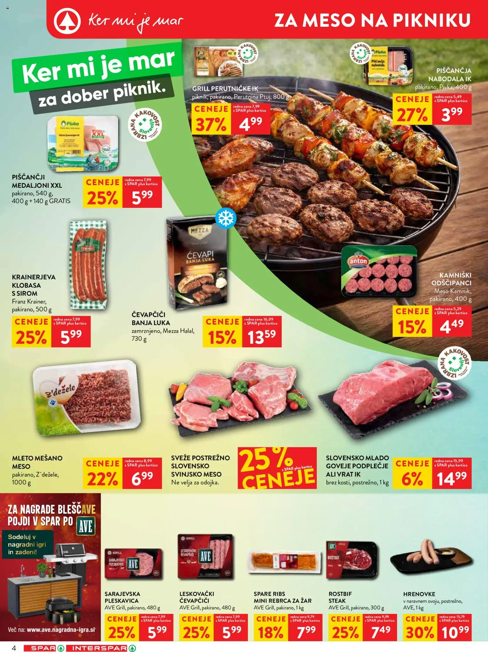 Novi Spar katalog ponudbe – veljaven od 13.05.2026 | Stran: 4 | Izdelki: Hrenovke, Rebrca, Čevapčiči, Svinjsko meso