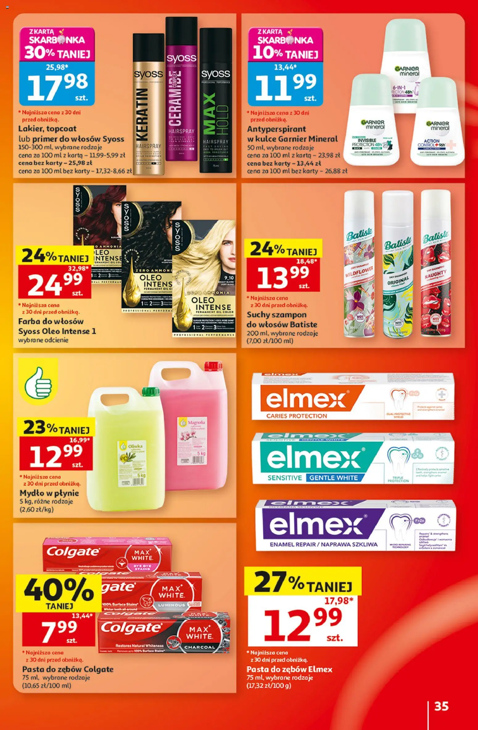 Auchan gazetka - 30 Lat Hipermarket od 10.09.2026 | Strona: 35 | Produkty: Farba do włosów, Szampon, Pasta do zębów, Suchy szampon