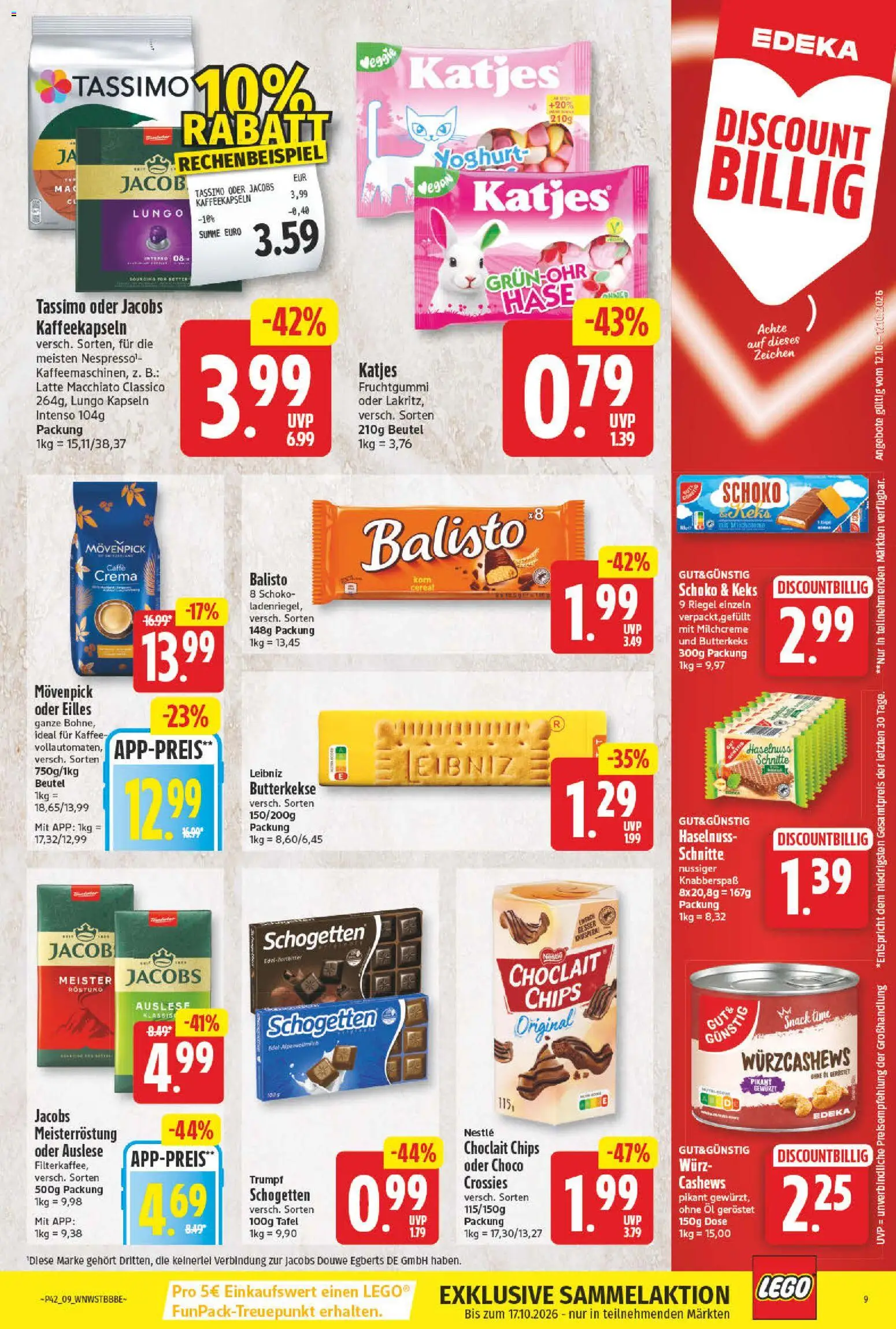 NP Discount Prospekt – gültig ab 12.10.2026 | Seite: 9 | Produkte: Kaffee, Butterkekse, Chips, Tassimo