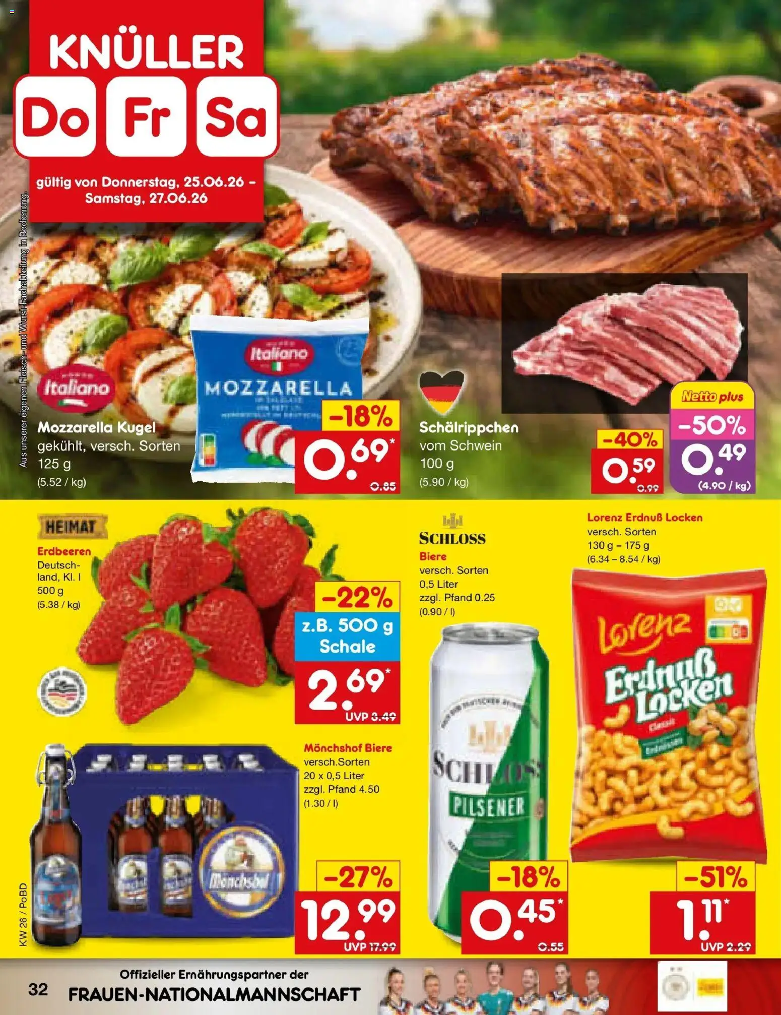 Netto Marken-Discount Prospekt Selb – gültig ab 21.06.2026 | Seite: 48 | Produkte: Monchshof, Mozzarella, Erdbeeren, Fleisch