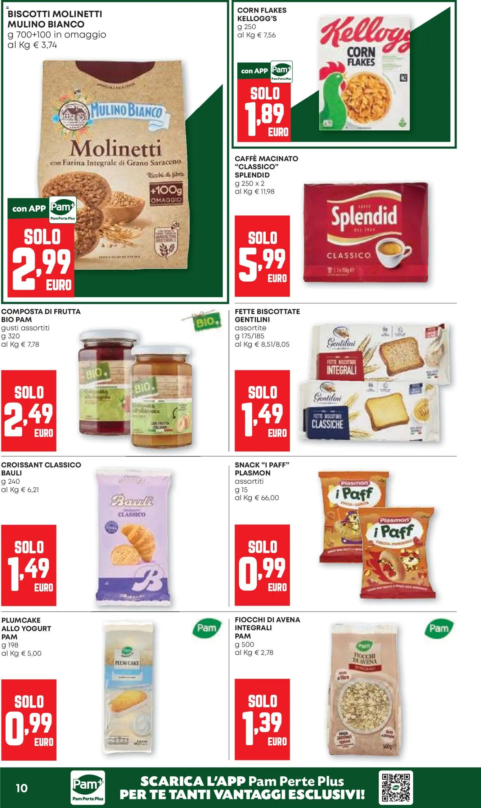 Volantino PAM del 13/08/2026 | Pagina: 10 | Prodotti: Yogurt, Caffè, Plumcake, Composta di frutta