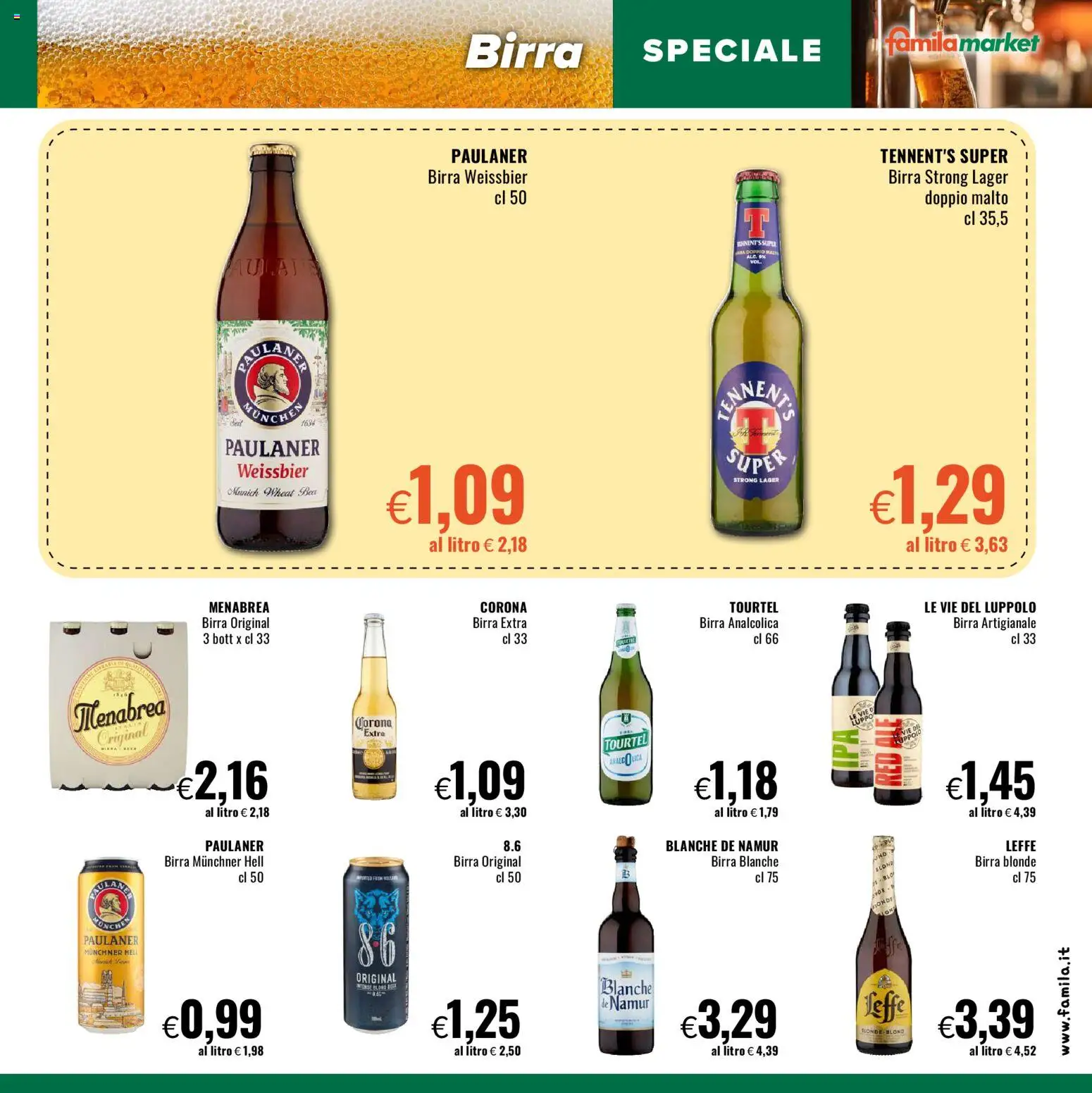 Volantino Famila del 29/10/2026 | Pagina: 17 | Prodotti: Tennent's Super, Tennent's, Birra Artigianale, Birra