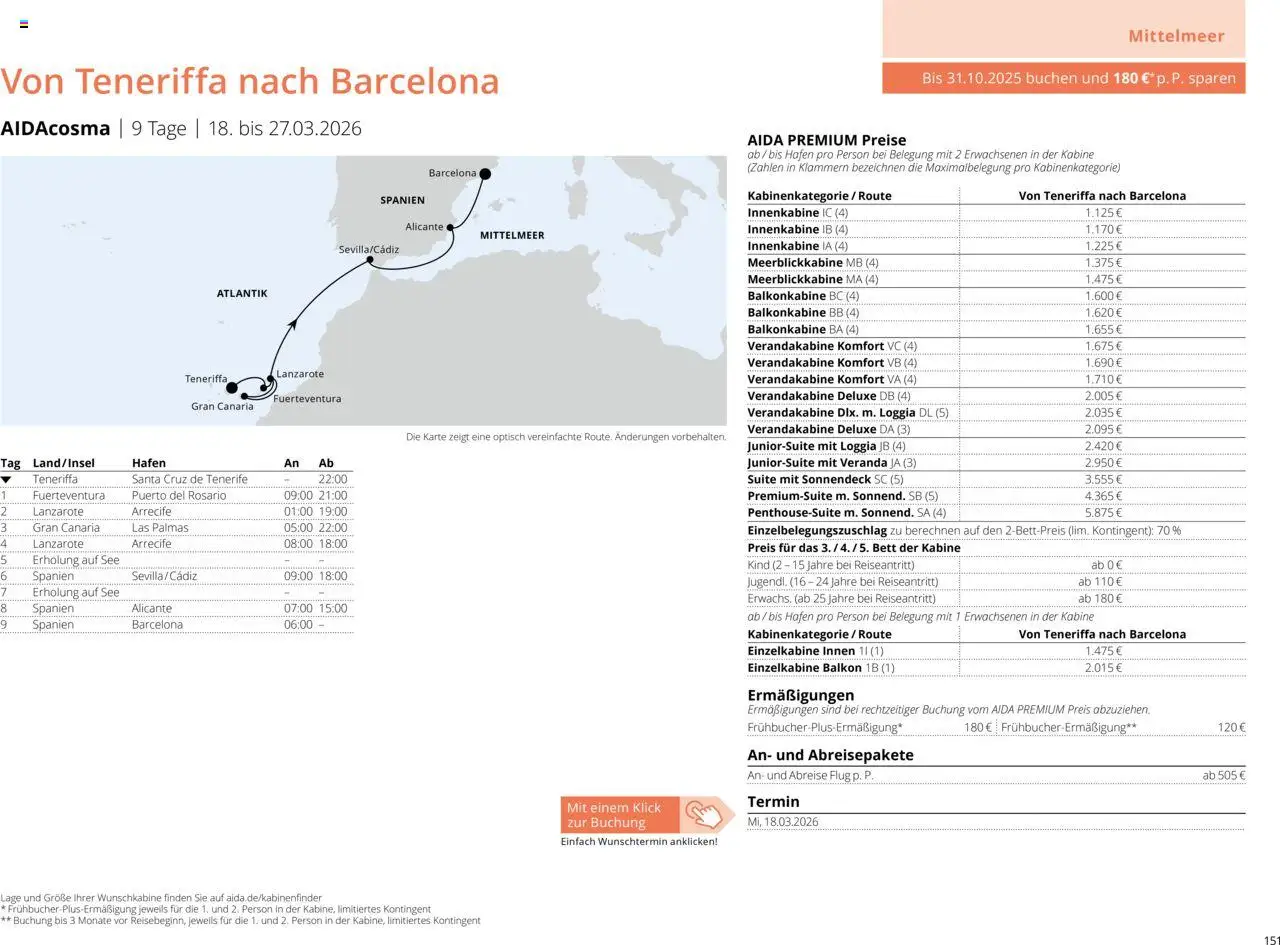 Aida Sommer 2026 – gültig ab 01.03.2026 | Seite: 151 | Produkte: Bett