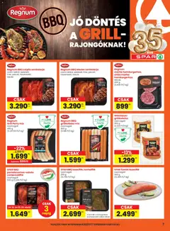 Spar akciós újság - amely érvényes a következő dátumtól: 30.04.2026 | Oldal: 7 | Termékek: Sertéstarja, Kolbász, Hamburger, Lazacfilé