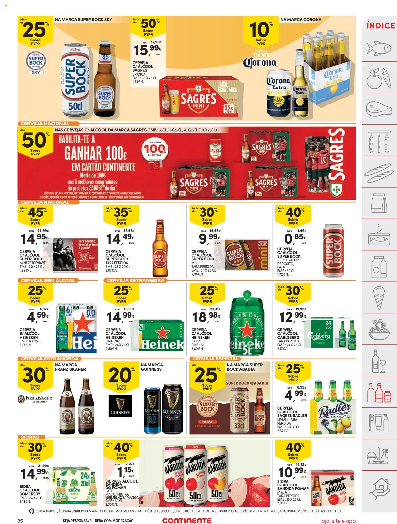 Continente folheto │ válido de 09.06.2026 | Página: 35 | Produtos: Super bock sky, Maça, Cerveja, Somersby