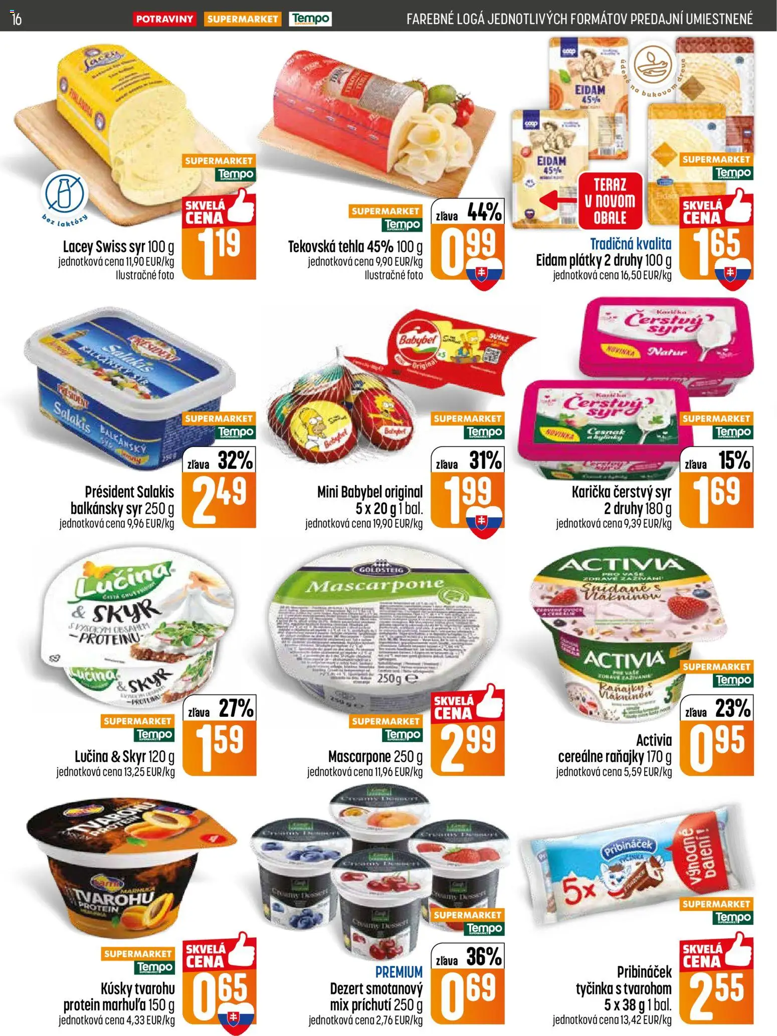 Nové COOP Jednota akcie – leták je platný od 14.05.2026 | Strana: 16 | Produkty: Syr, Eidam, Protein, Balkánsky syr