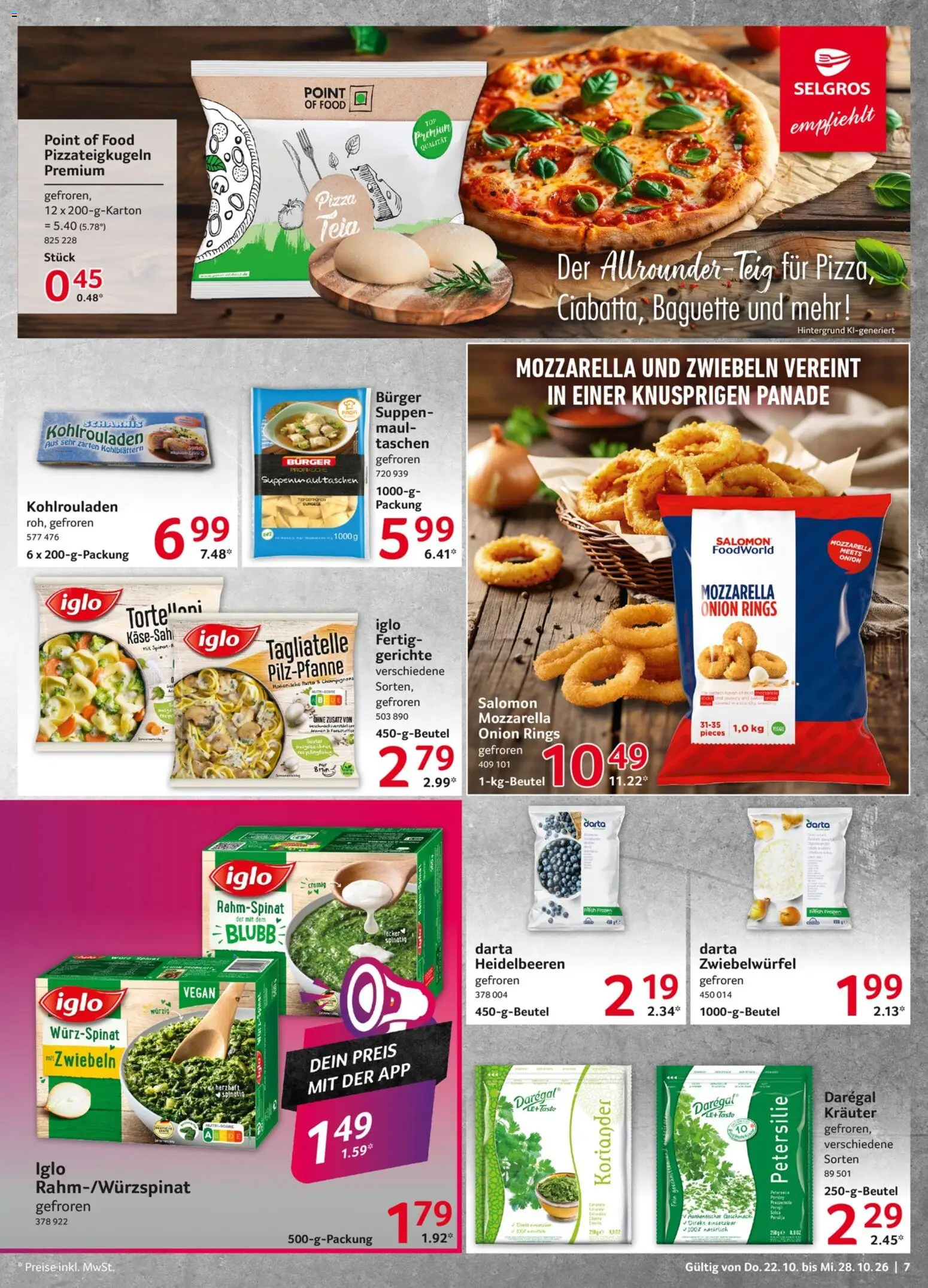 Selgros Prospekt – gültig ab 22.10.2026 | Seite: 7 | Produkte: Iglo, Heidelbeeren, Champignons, Petersilie