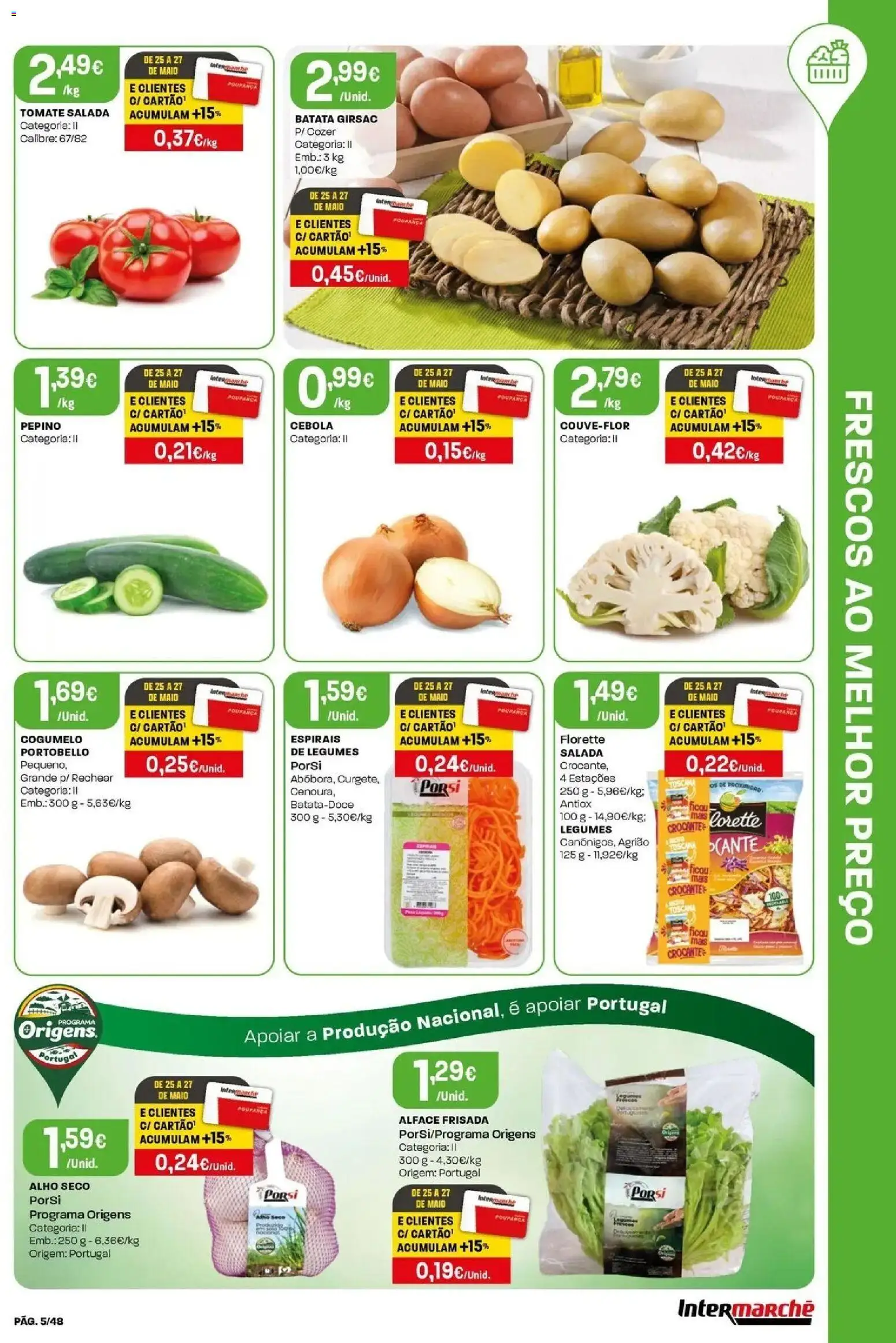 Intermarché - Isto é que são preços BAIXOS! │ válido de 21.05.2026 | Página: 5 | Produtos: Batata, Tomate, Agrião, Salada