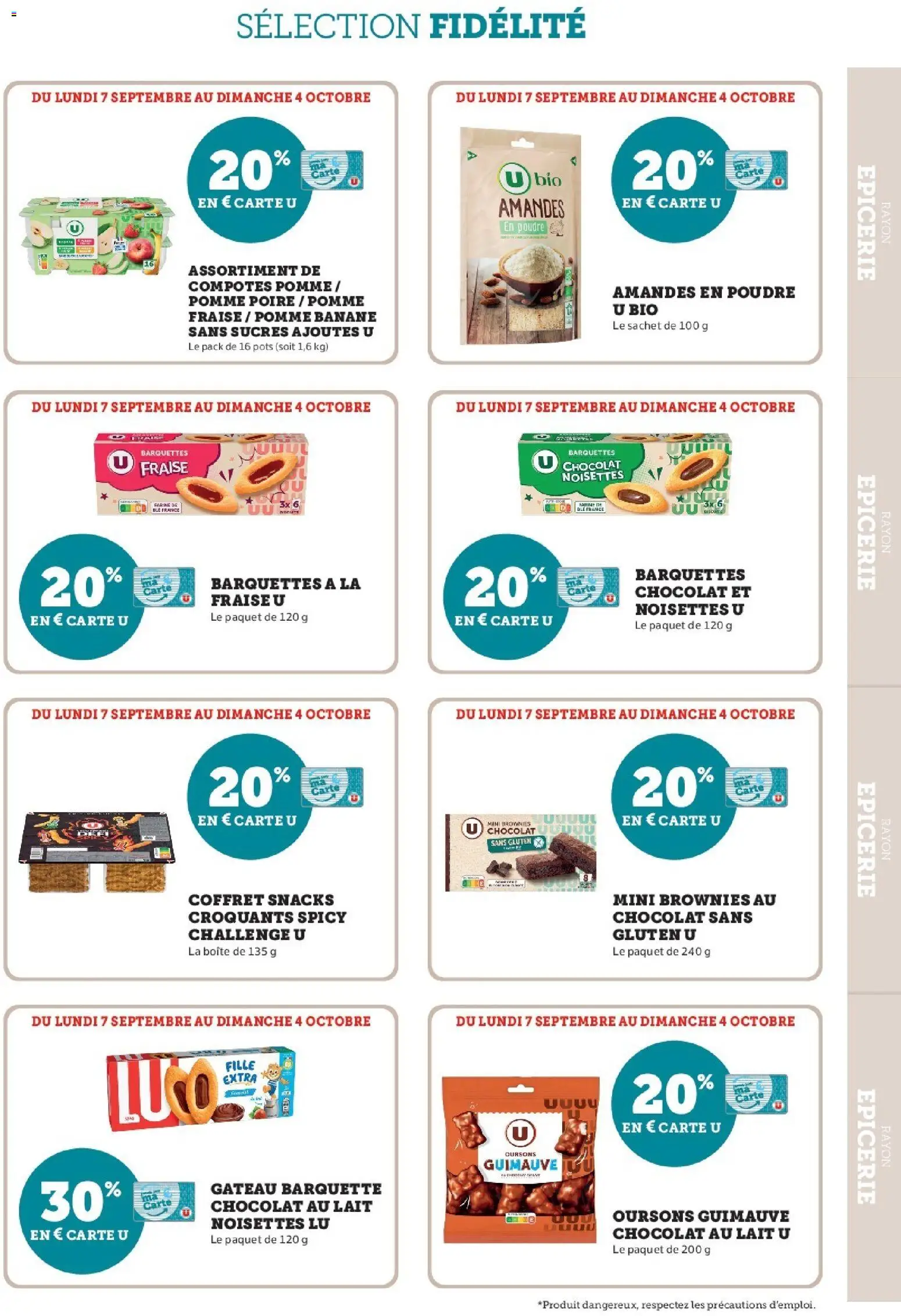 {H1} | Page: 9 | Produits: Snacks, Brownies, Chocolat, Amandes