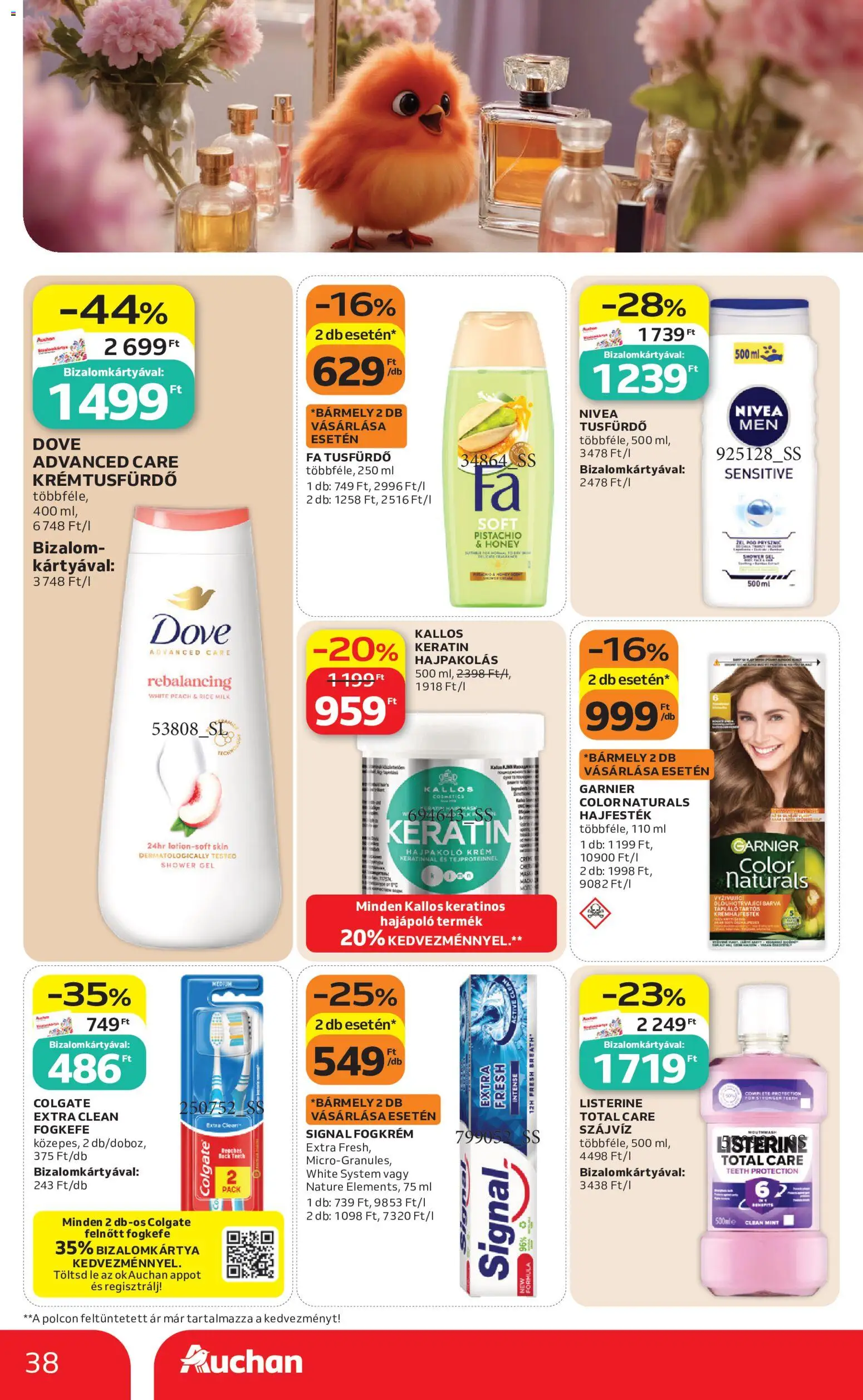 Auchan akciós ujság - amely érvényes a következő dátumtól: 2026.09.17. | Oldal: 38 | Termékek: Lé, FA, Fogkrém, Szájvíz