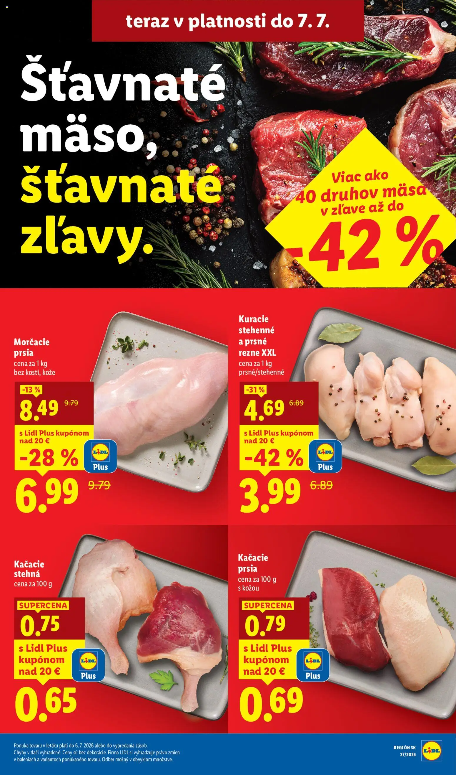 Nové Lidl akcie – leták je platný od 06.07.2026 | Strana: 16 | Produkty: Kačacie prsia, Kačacie stehná