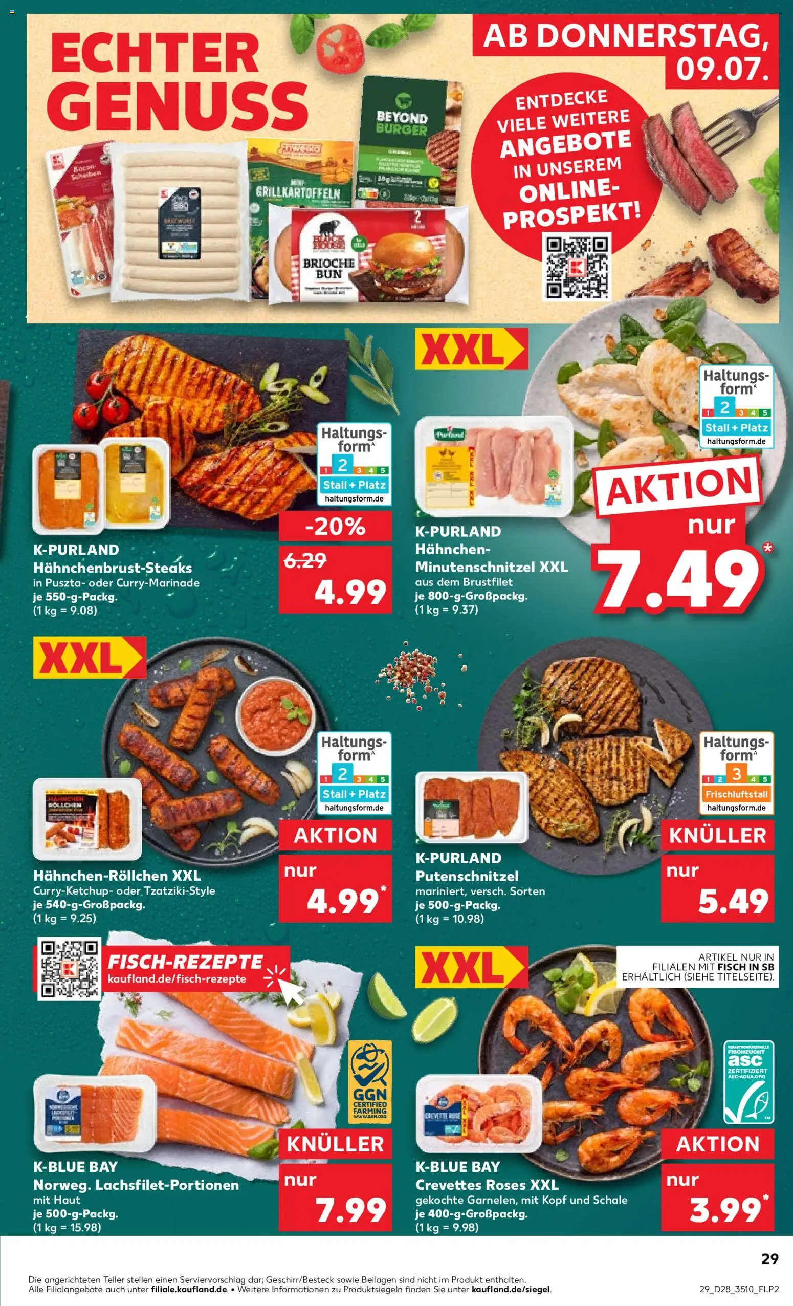 Kaufland Prospekt Leipzig – gültig ab 09.07.2026 | Seite: 29 | Produkte: Hahnchen, Burger, Fisch, Putenschnitzel
