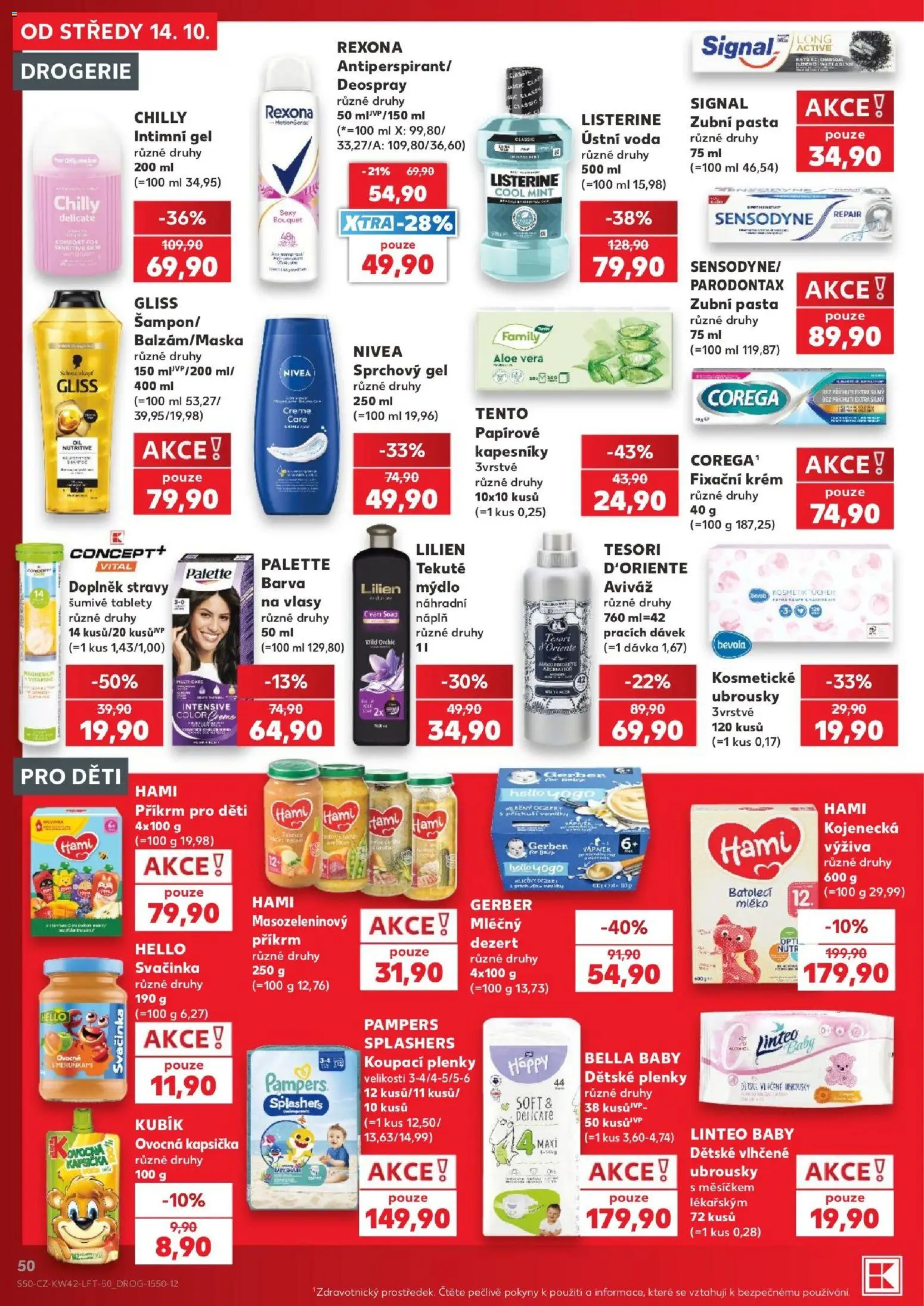Kaufland leták - Praha 8 od 14.10.2026 | Strana: 50 | Produkty: Šumivé tablety, Zubní pasta, Ústní voda, Papírové kapesníky