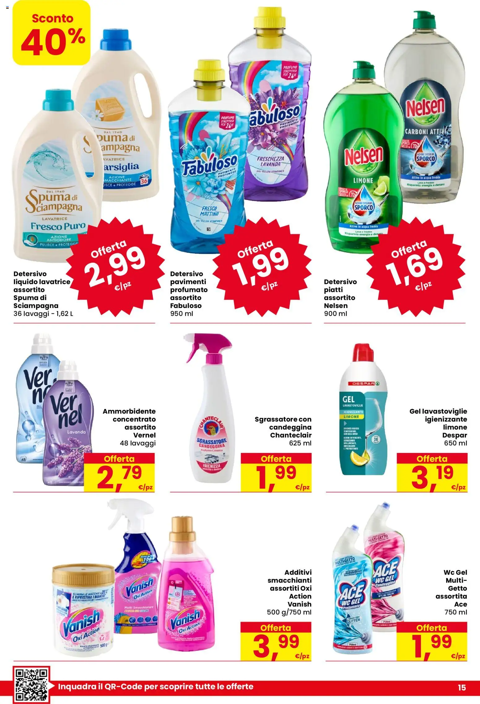 Volantino Despar del 09/07/2026 | Pagina: 15 | Prodotti: Acqua, Lavastoviglie, Lavanda, WC
