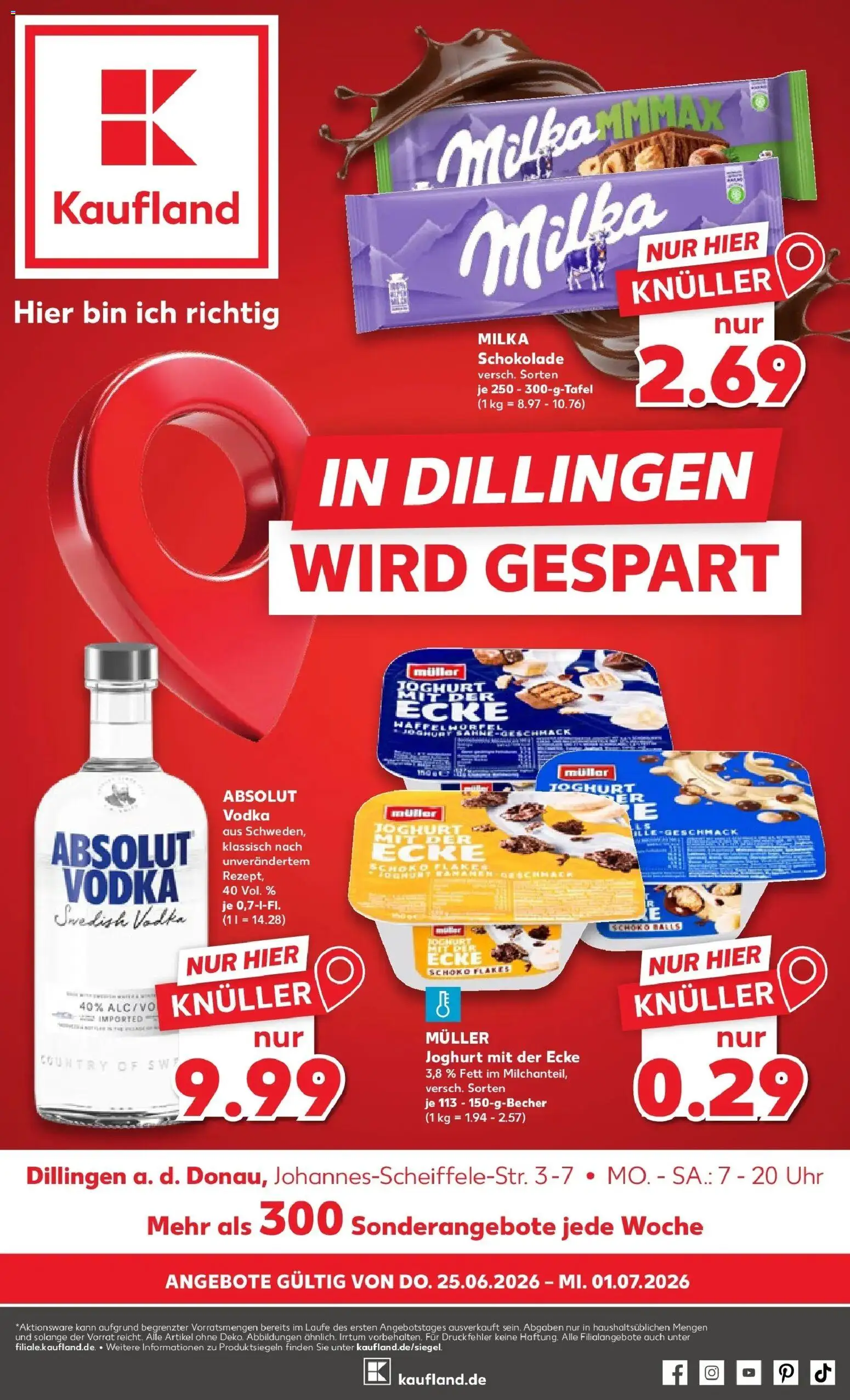 Kaufland Prospekt Dillingen An Der Donau – gültig ab 22.06.2026 | Seite: 10 | Produkte: Milka schokolade, Bananen, Milka, Uhr