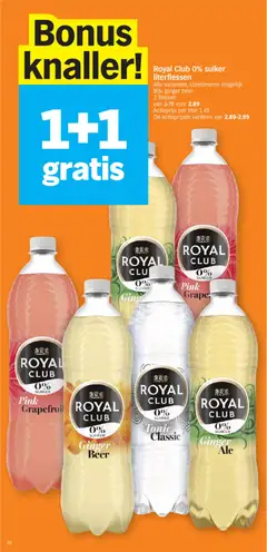 Royal Club 0% suiker literflessen, Alle varianten, combineren mogelijk Bijv. ginger beer - Voorbeeld van een folder van Albert Heijn, geldig van 15.06.2026 | Pagina: 22