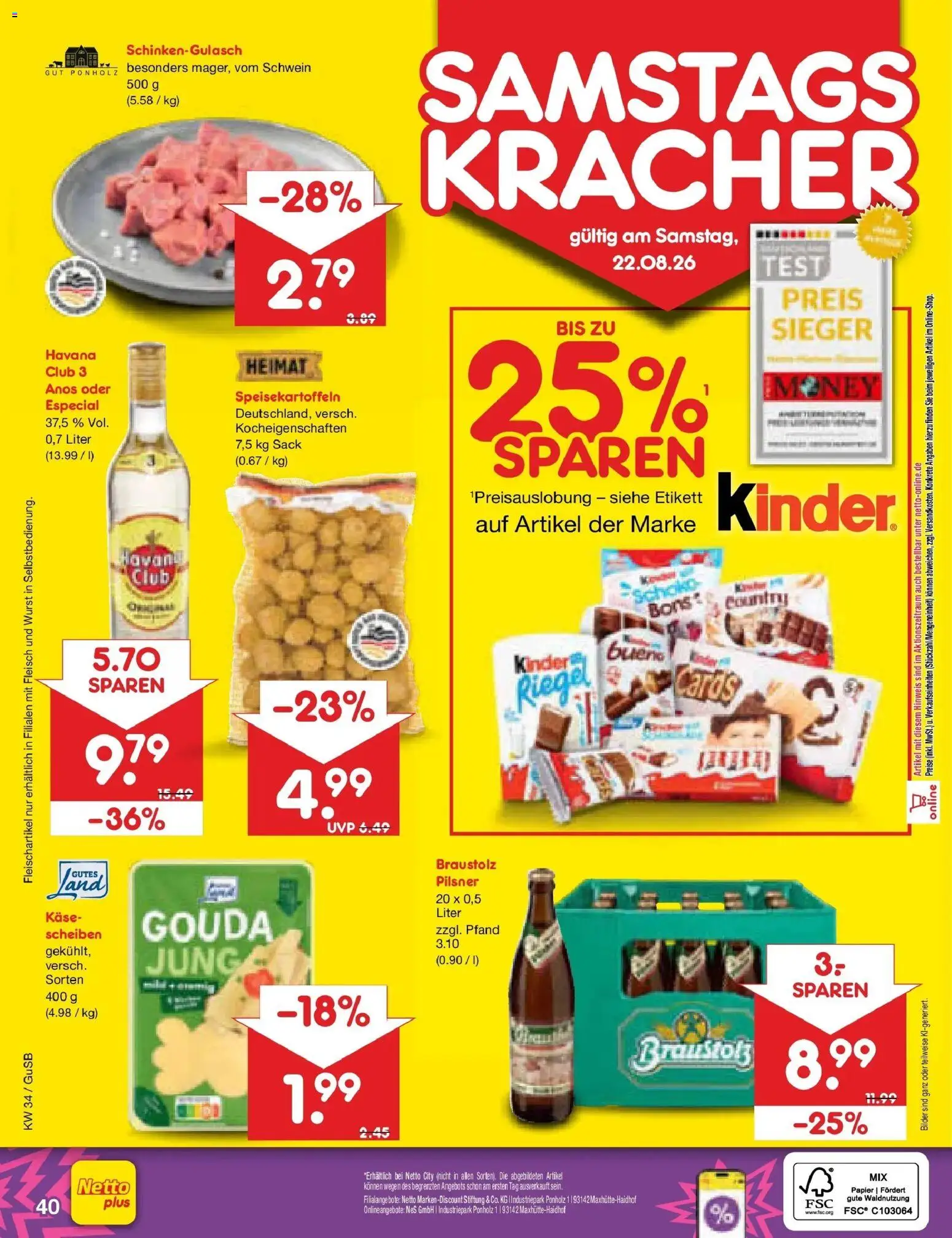 Netto Marken-Discount Prospekt Machern – gültig ab 17.08.2026 | Seite: 62 | Produkte: Havana club, Käse, Bilder, Fleisch