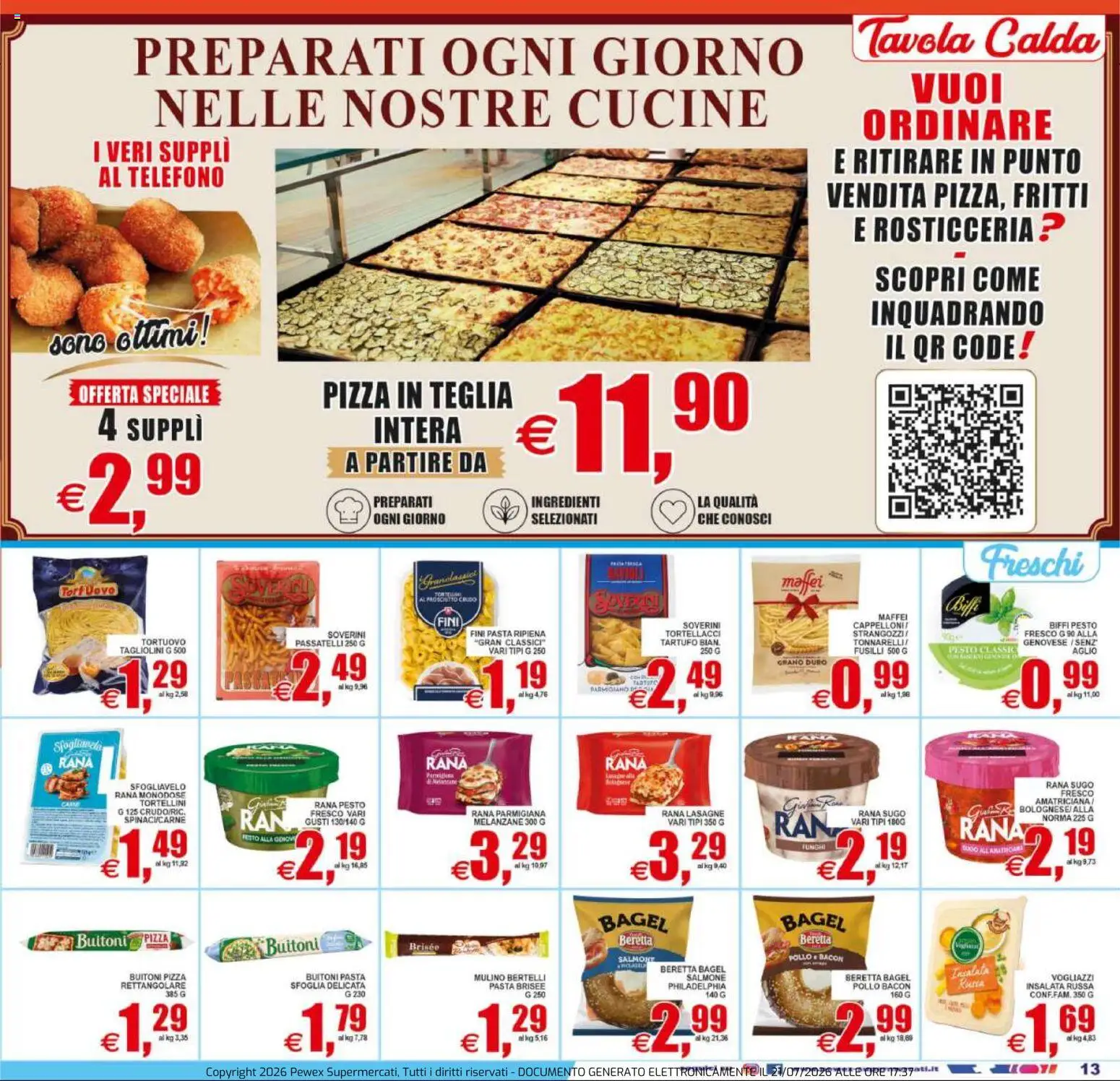 Volantino Pewex del 22/07/2026 | Pagina: 13 | Prodotti: Pizza, Pollo, Pesto, Insalata russa