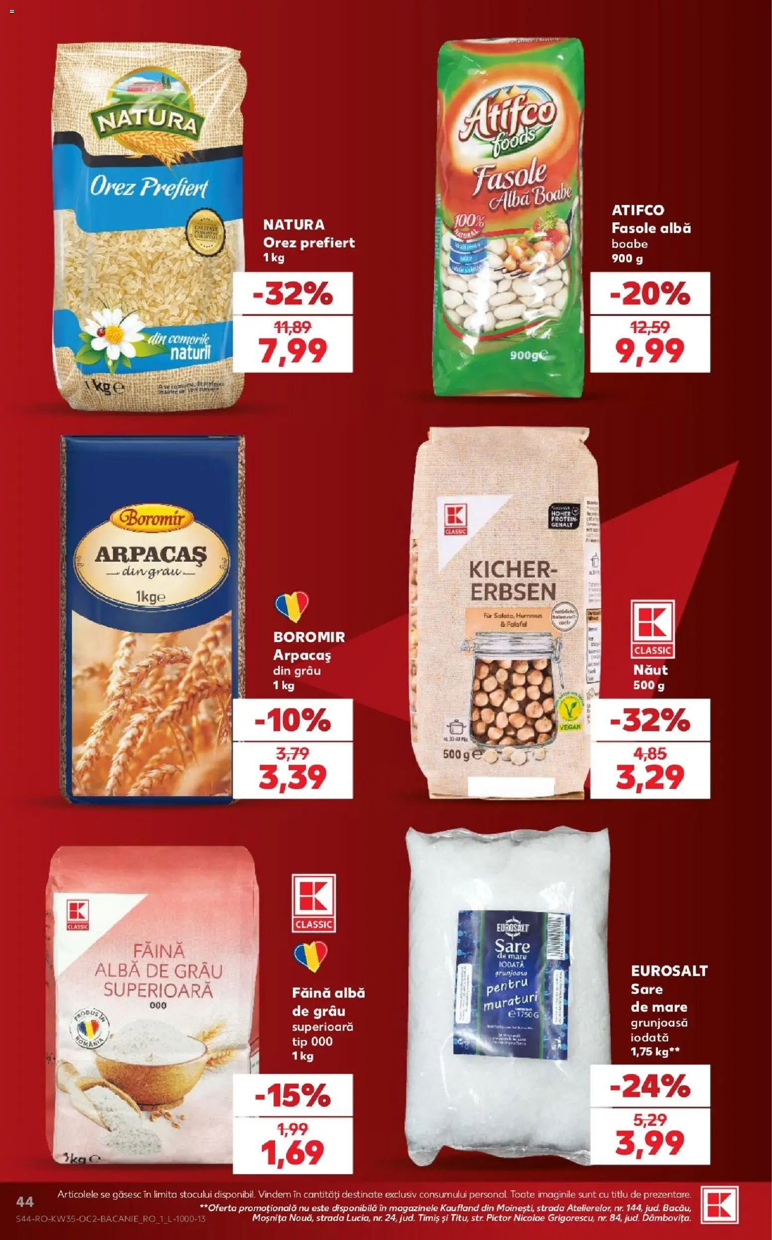 Noul catalog Kaufland – valabil de la 26.08.2026 | Pagină: 44 | Produse: Alba, Orez, Orez prefiert, Fasole albă
