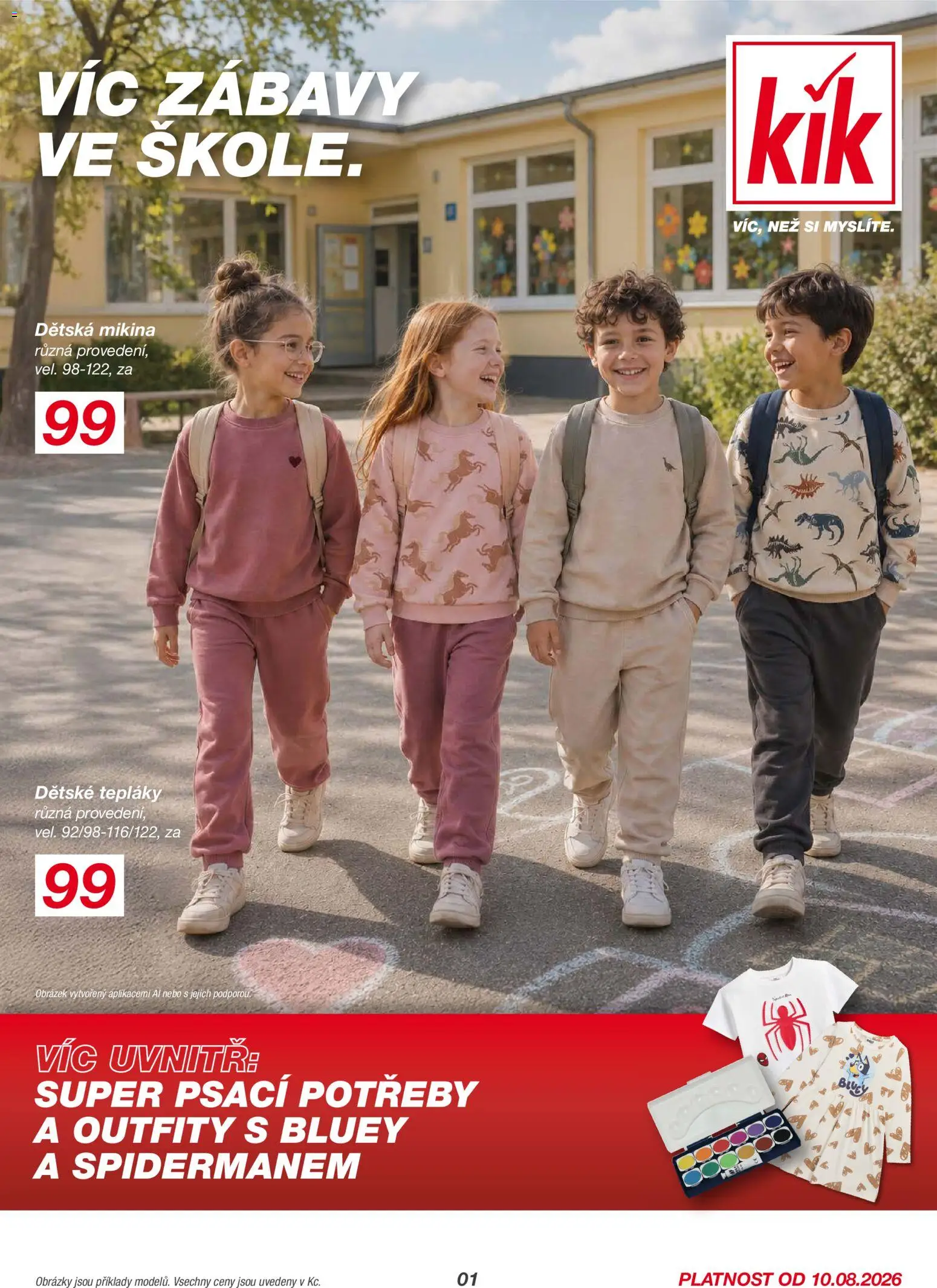 Kik leták od 10.08.2026 | Strana: 1 | Produkty: Mikina, Tepláky