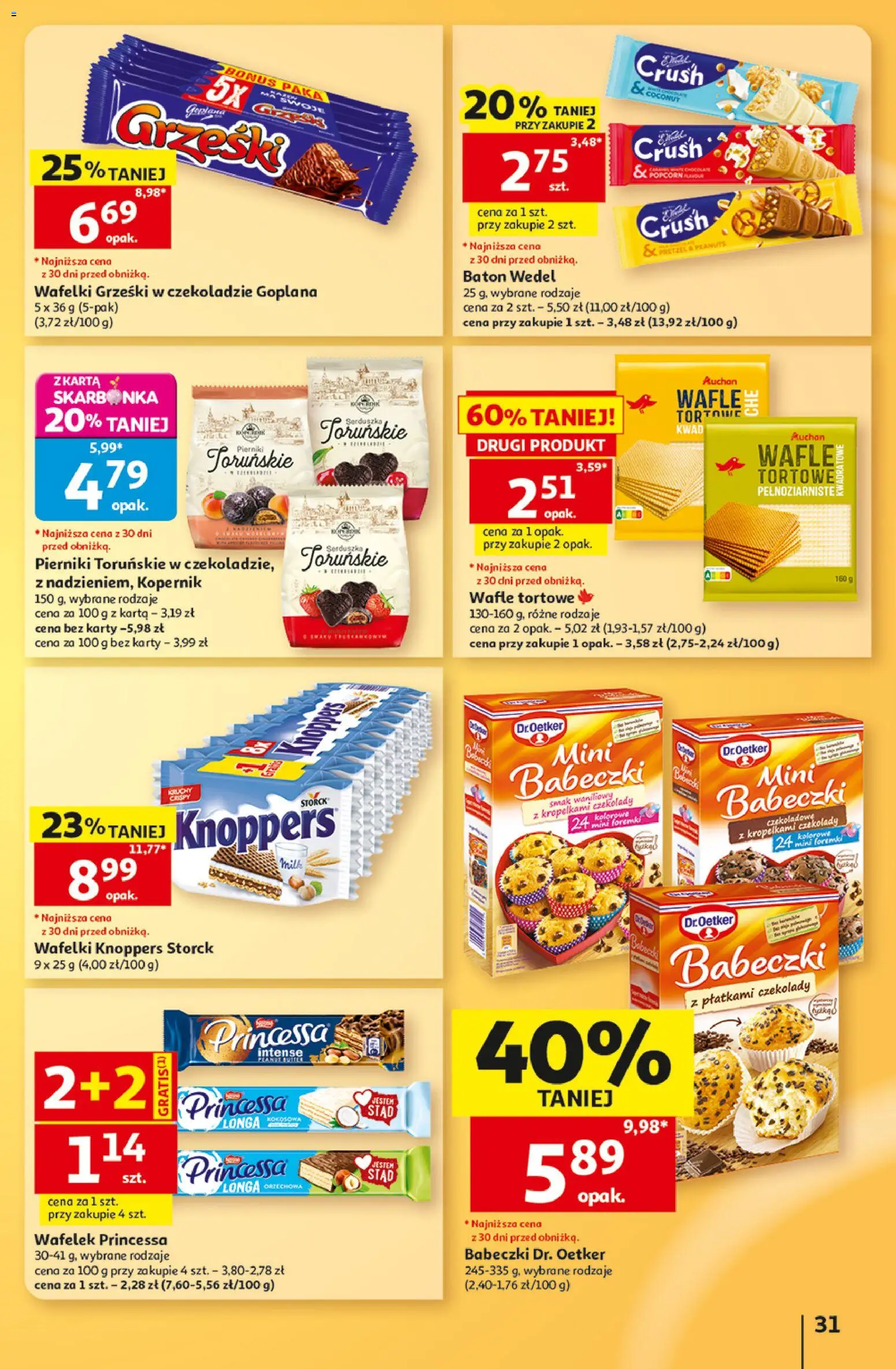 Auchan gazetka - 30 Lat Hipermarket od 03.09.2026 | Strona: 31 | Produkty: Knoppers, Wafle, Wafelek, Wafelki