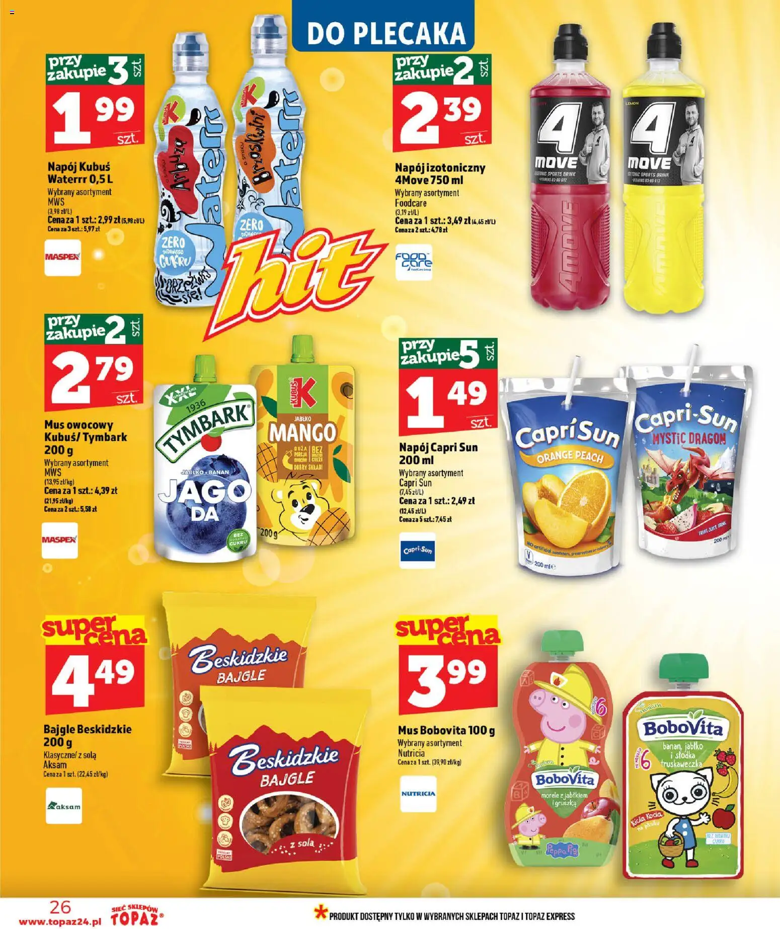 Topaz gazetka - MAZ od 09.07.2026 | Strona: 26 | Produkty: Gruszka, Curry, Morele, Banan