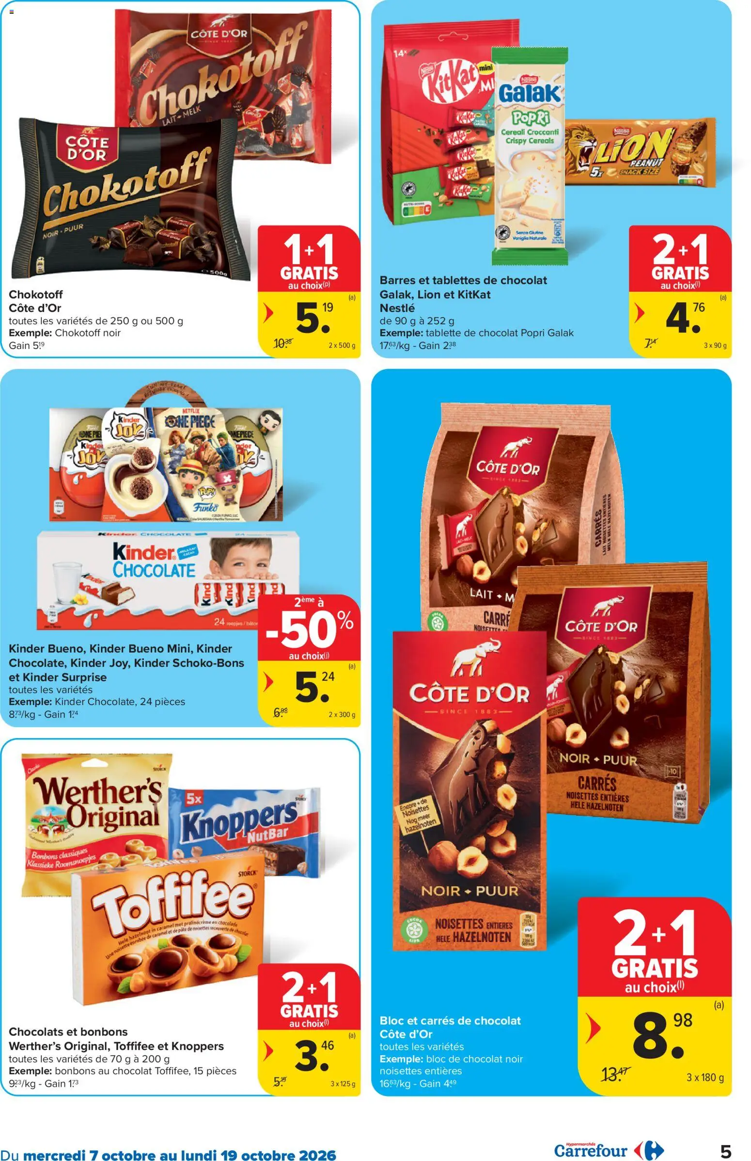 {H1} | Pagina: 5 | Producten: Kinder, Pâté, Hazelnoten, Melk