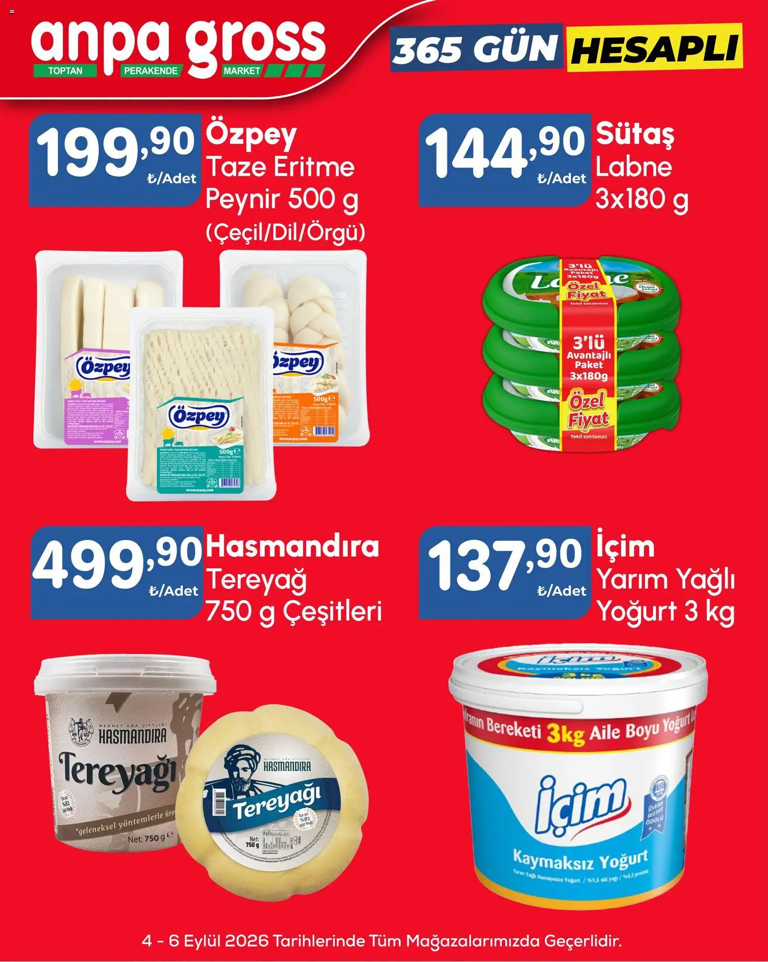 Anpa Gross - Hafta sonu fırsatları - 04 Eylül 2026 tarihinden itibaren geçerlidir | Sayfa: 3 | Ürünler: Süt, Tereyağı, Peynir, Yoğurt