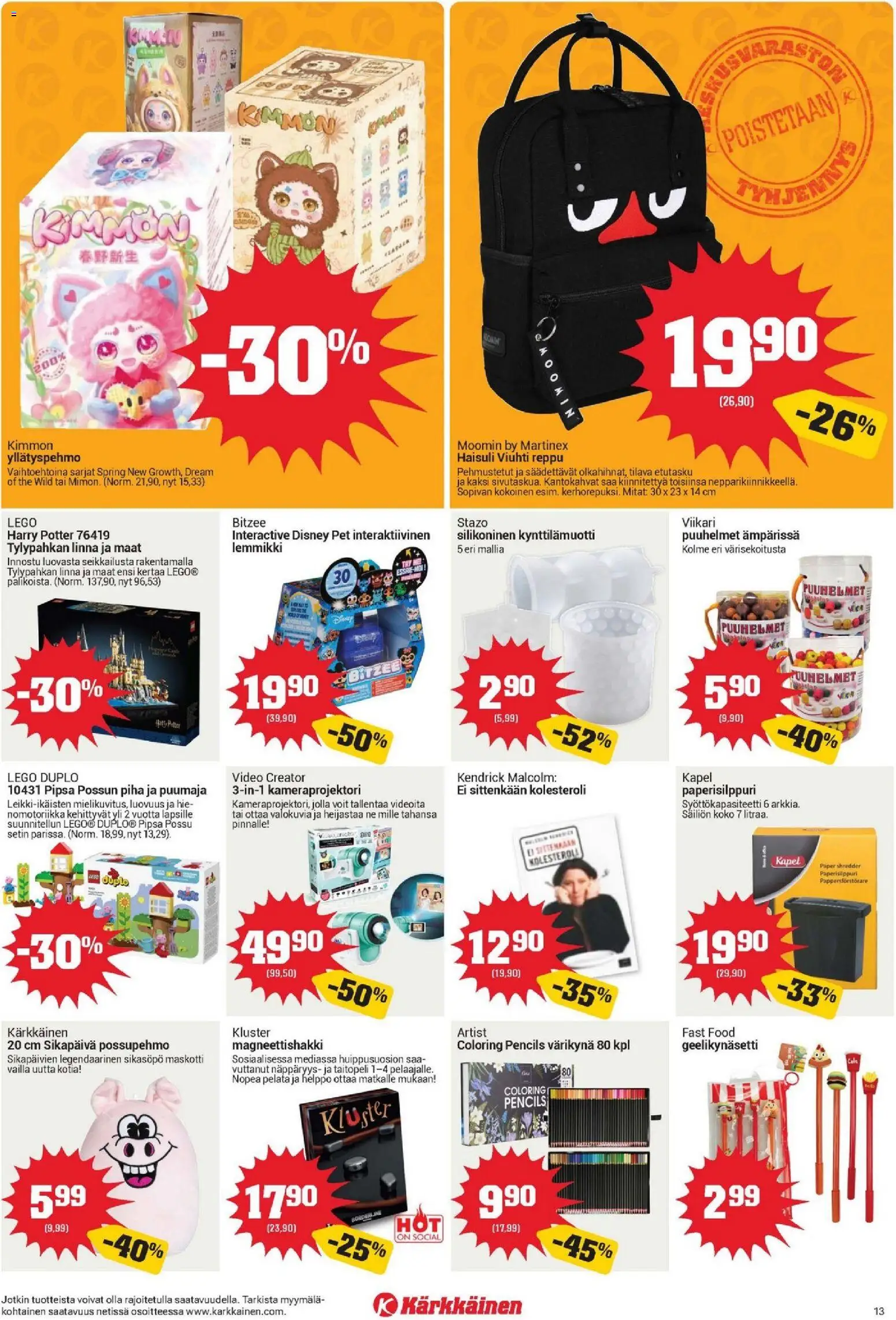 Kärkkäinen tarjoukset – voimassa 19/08/2026 alkaen | Sivu: 13 | Tuotteet: Reppu, Video