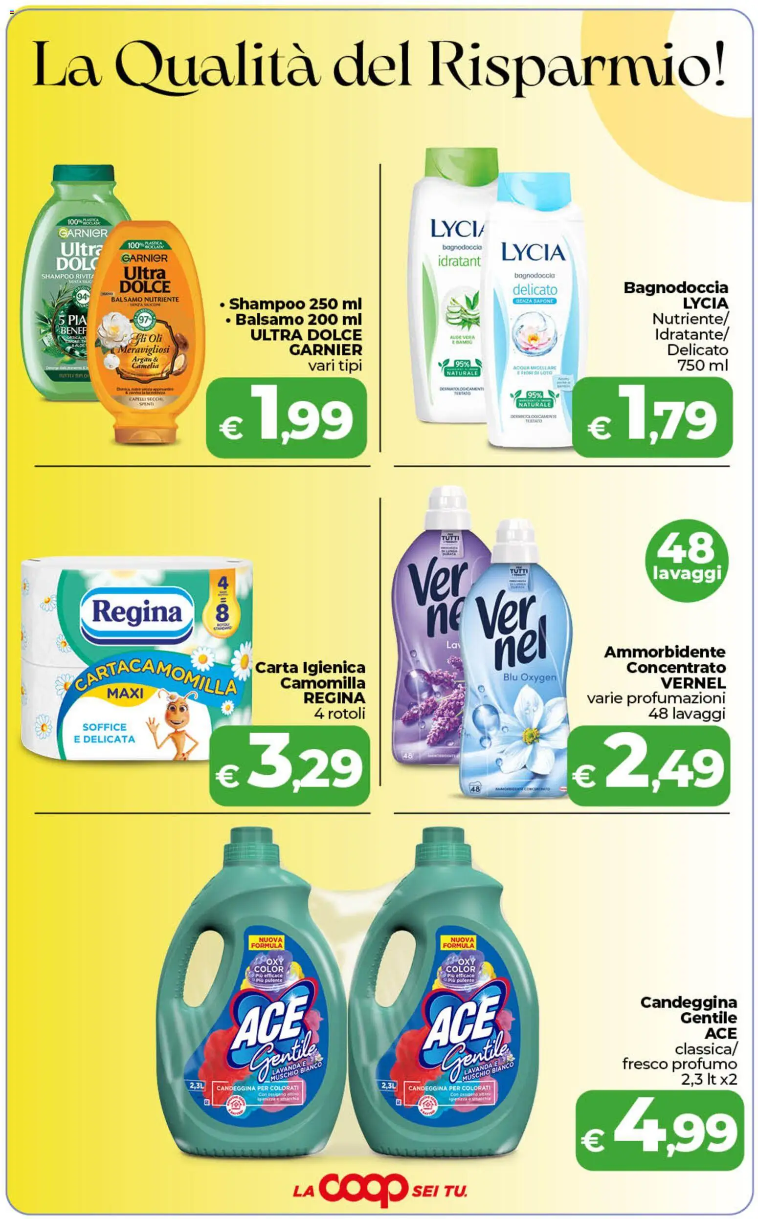Volantino COOP del 01/09/2026 | Pagina: 5 | Prodotti: Carta igienica, Ammorbidente, Candeggina, Aloe vera