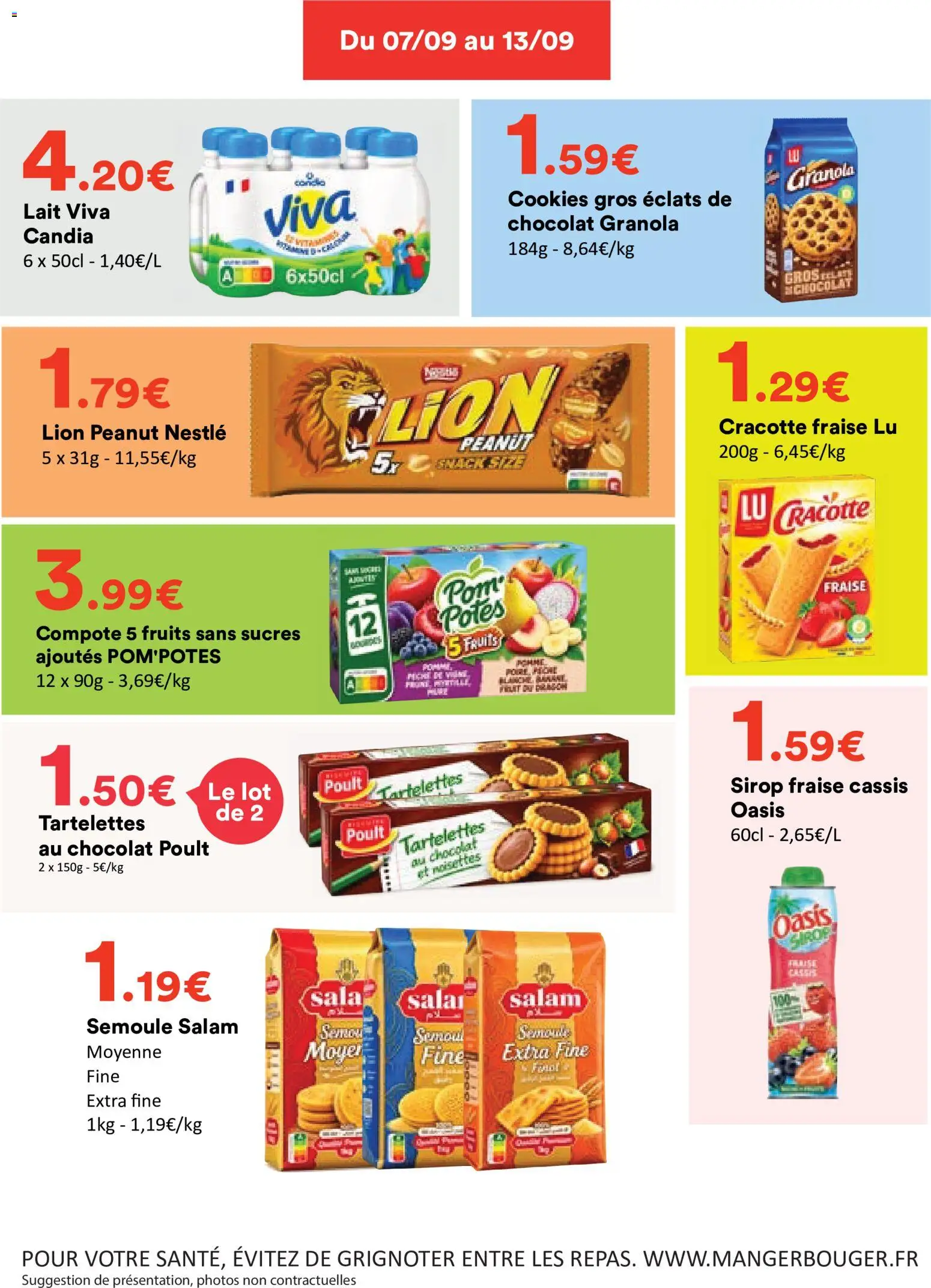 {H1} | Page: 5 | Produits: Fruits, Semoule, Lait Viva, Lait
