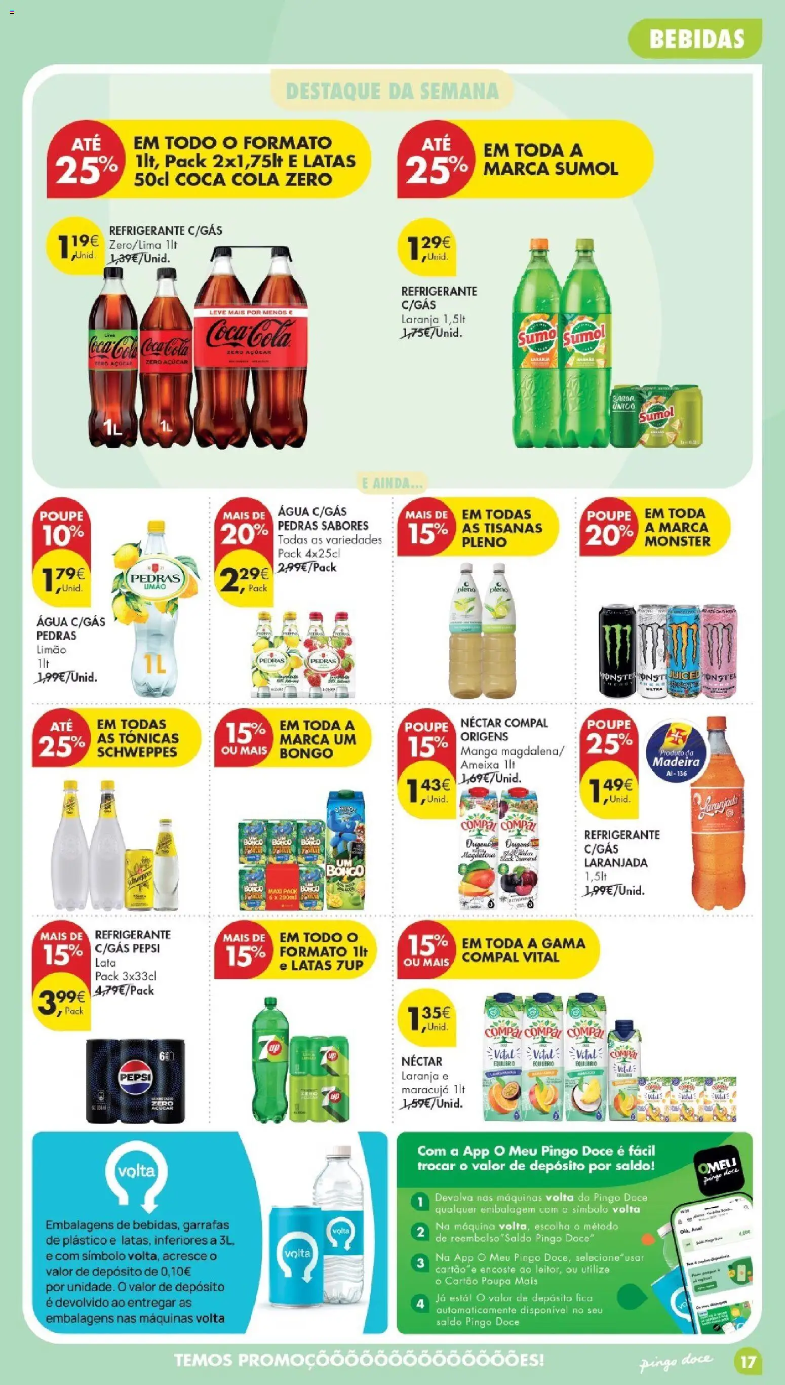 Pingo DocePoupe Esta Semana Madeira │ válido de 19.05.2026 | Página: 17 | Produtos: Agua, Refrigerante, Açúcar, Soda